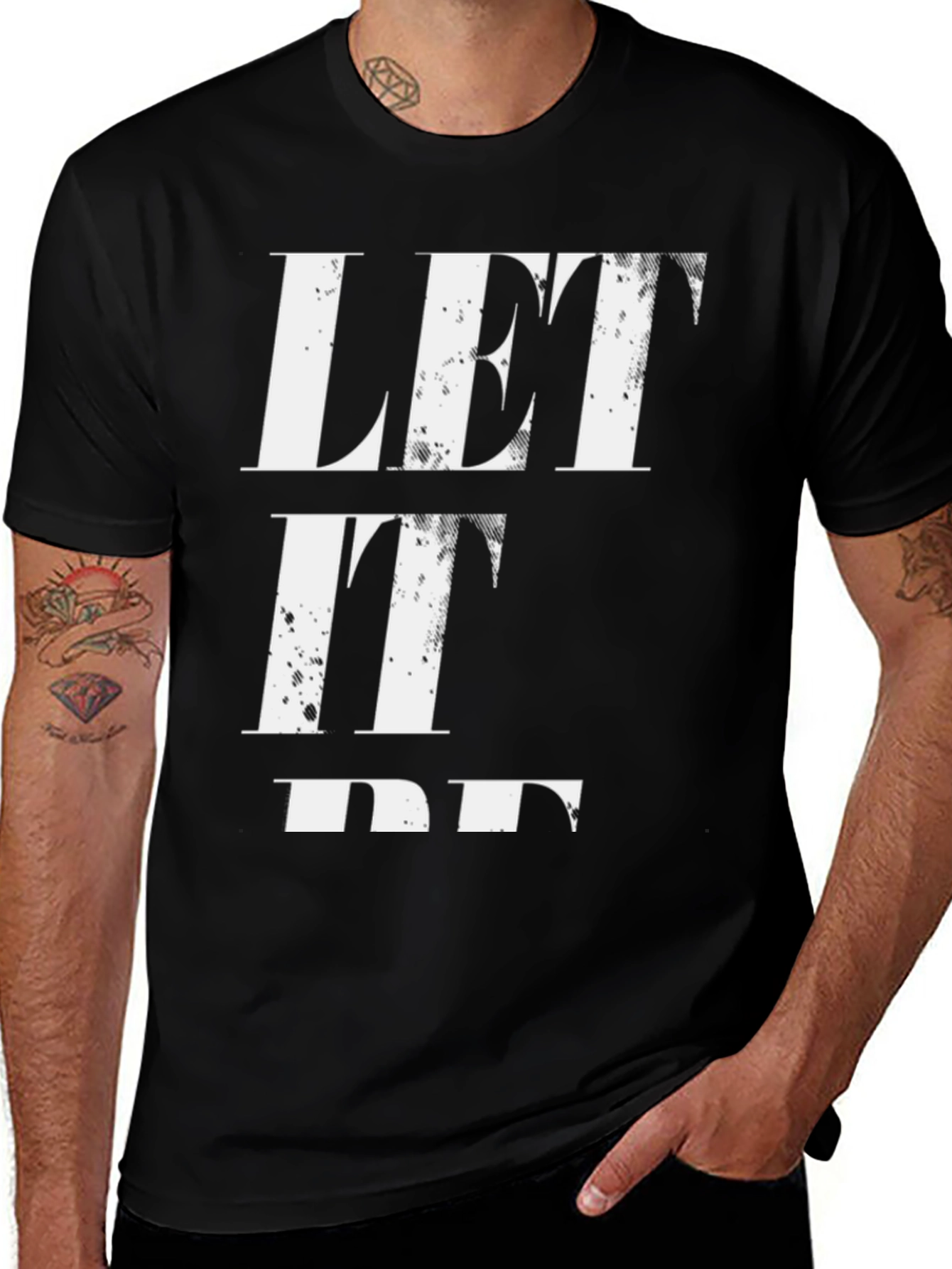 Variant 26 of Let It Be Graphic Tee - Relaxed Fit Black T-Shirt