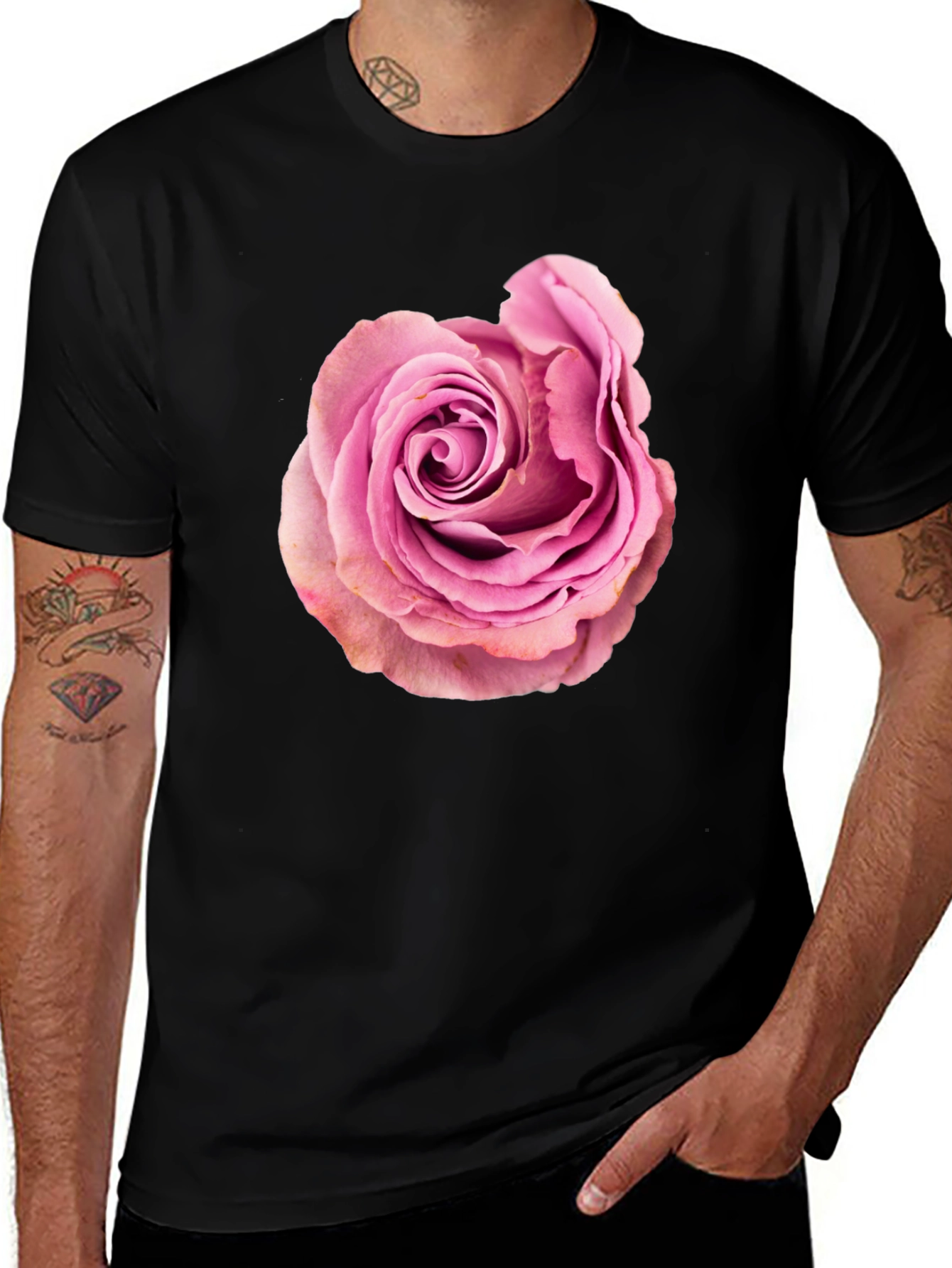 Variant 11 of Rose Graphic Black T-Shirt