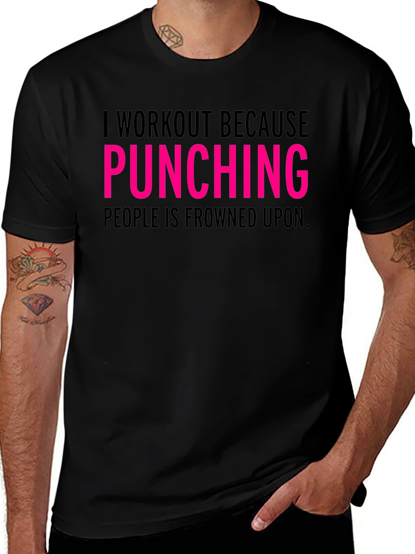 Variant 25 of Workout Because Punching Tee - Funny Gym Shirt