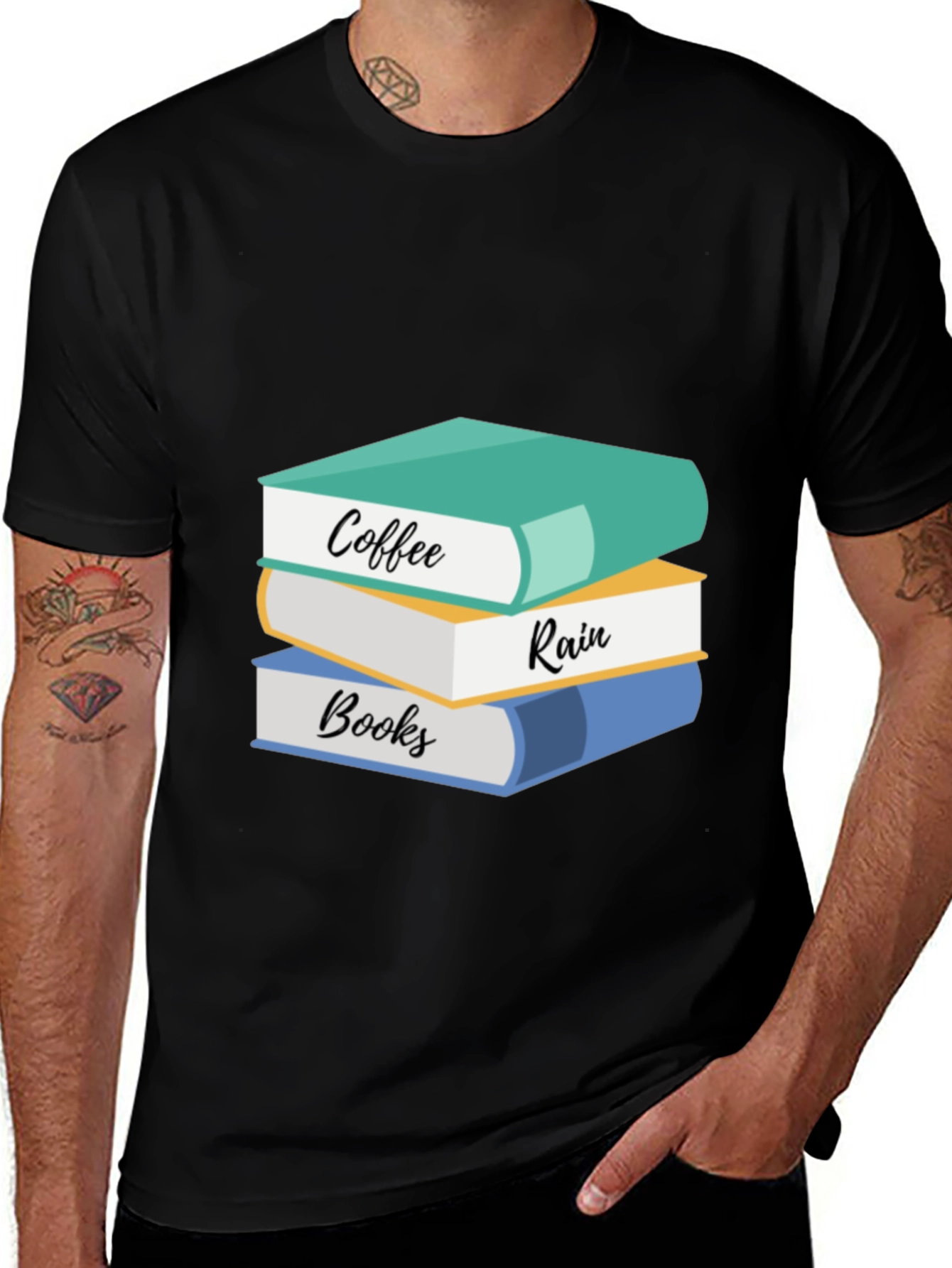 Variant 20 of Coffee, Rain, Books T-Shirt: Cozy Reader's Tee