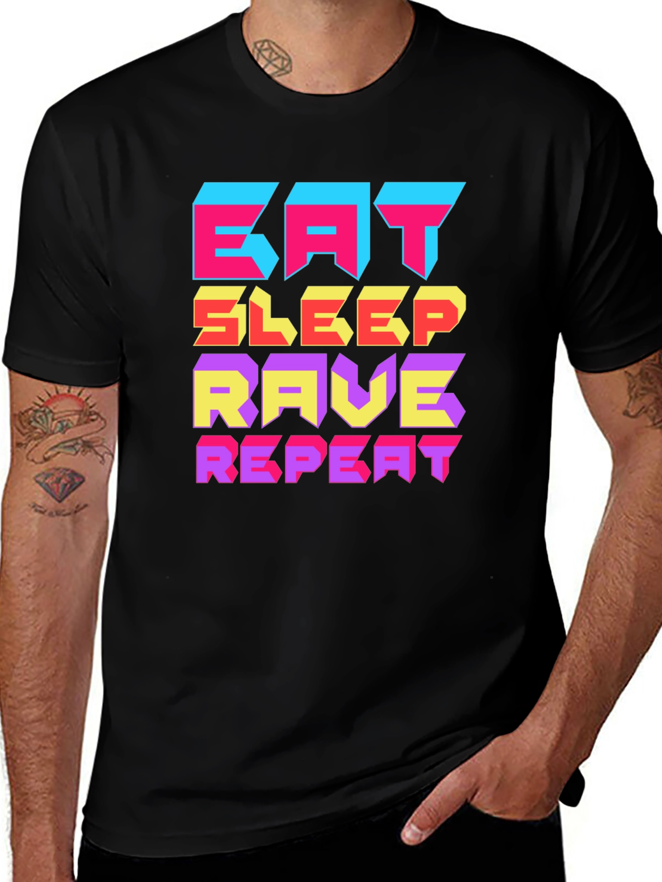 Variant 25 of Eat Sleep Rave Repeat Graphic T-Shirt