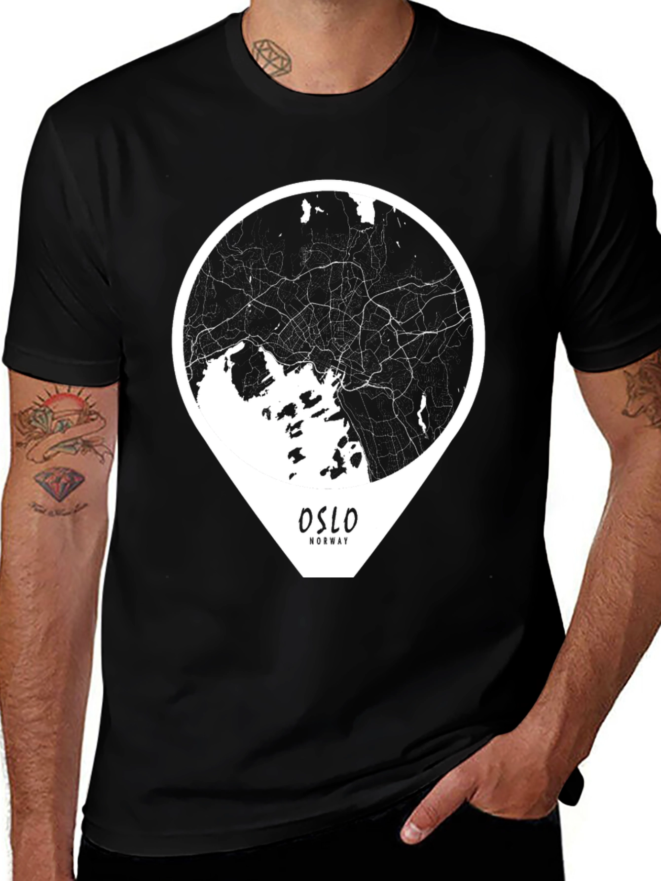 Oslo Norway Map T-Shirt - City Graphic Tee