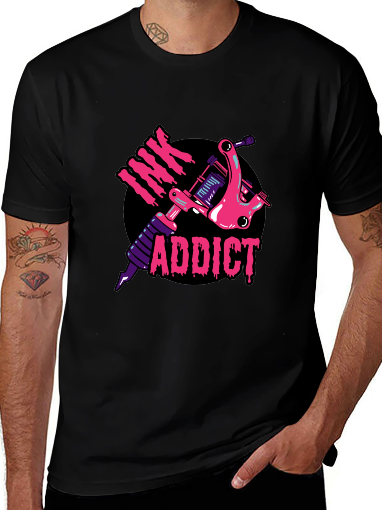 Ink Addict Tattoo Machine Graphic Tee - Black