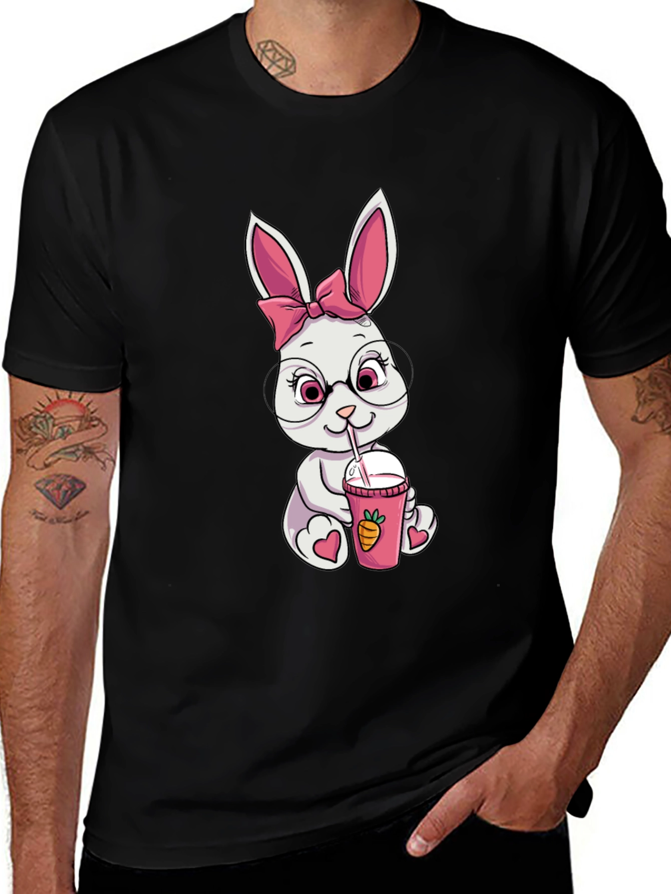 Variant 4 of Bunny Sipping Drink Graphic Tee