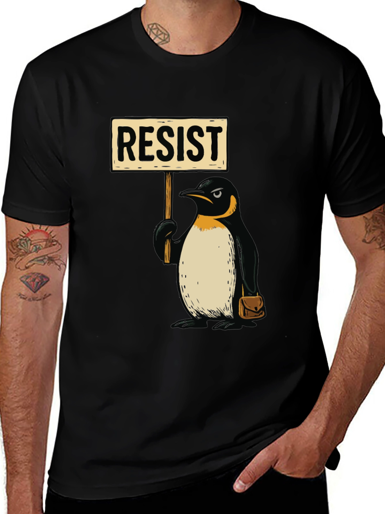 Variant 5 of Resist Penguin Graphic Tee - Activist Animal Shirt