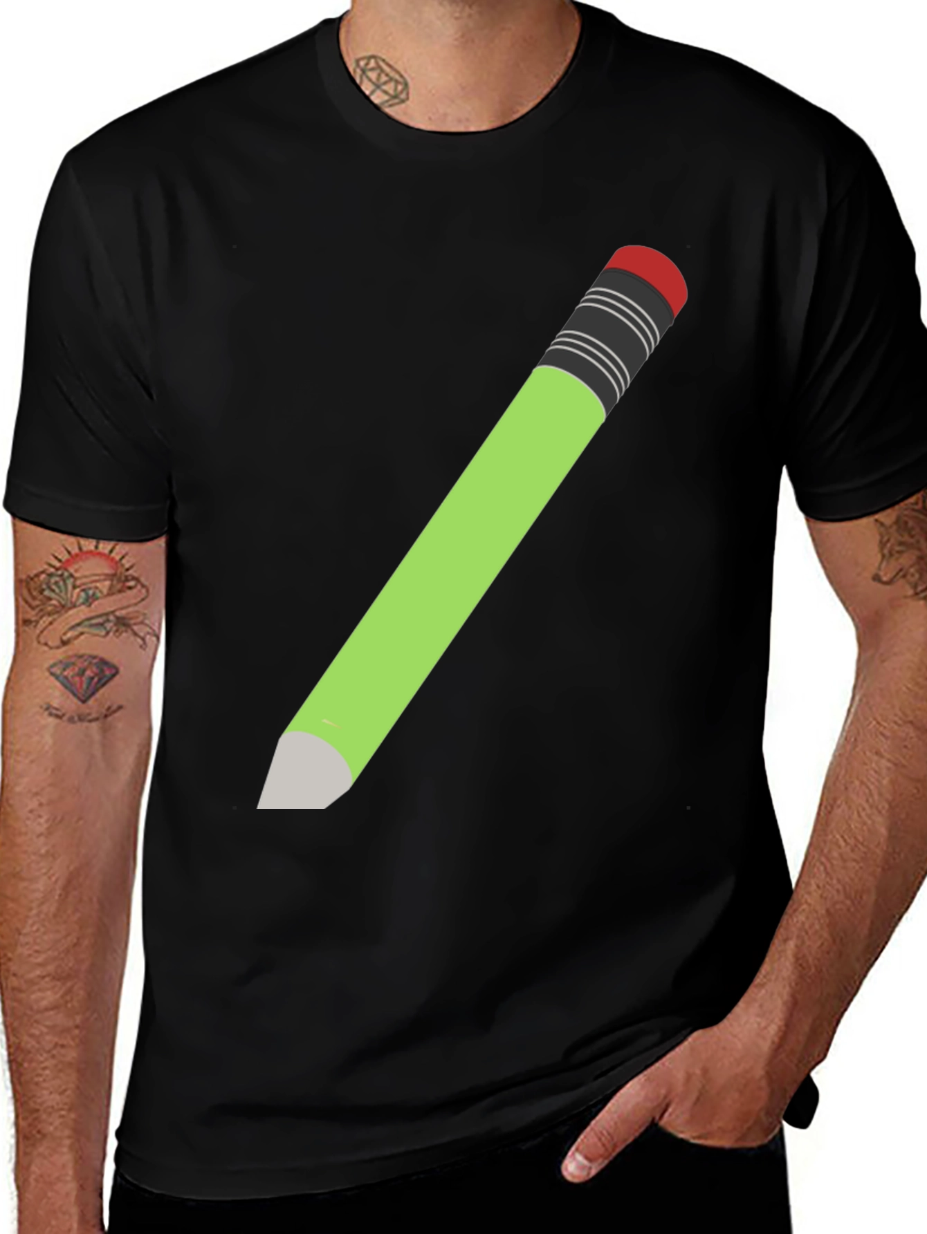 Variant 14 of Pencil Graphic Tee - Artistic Black T-Shirt