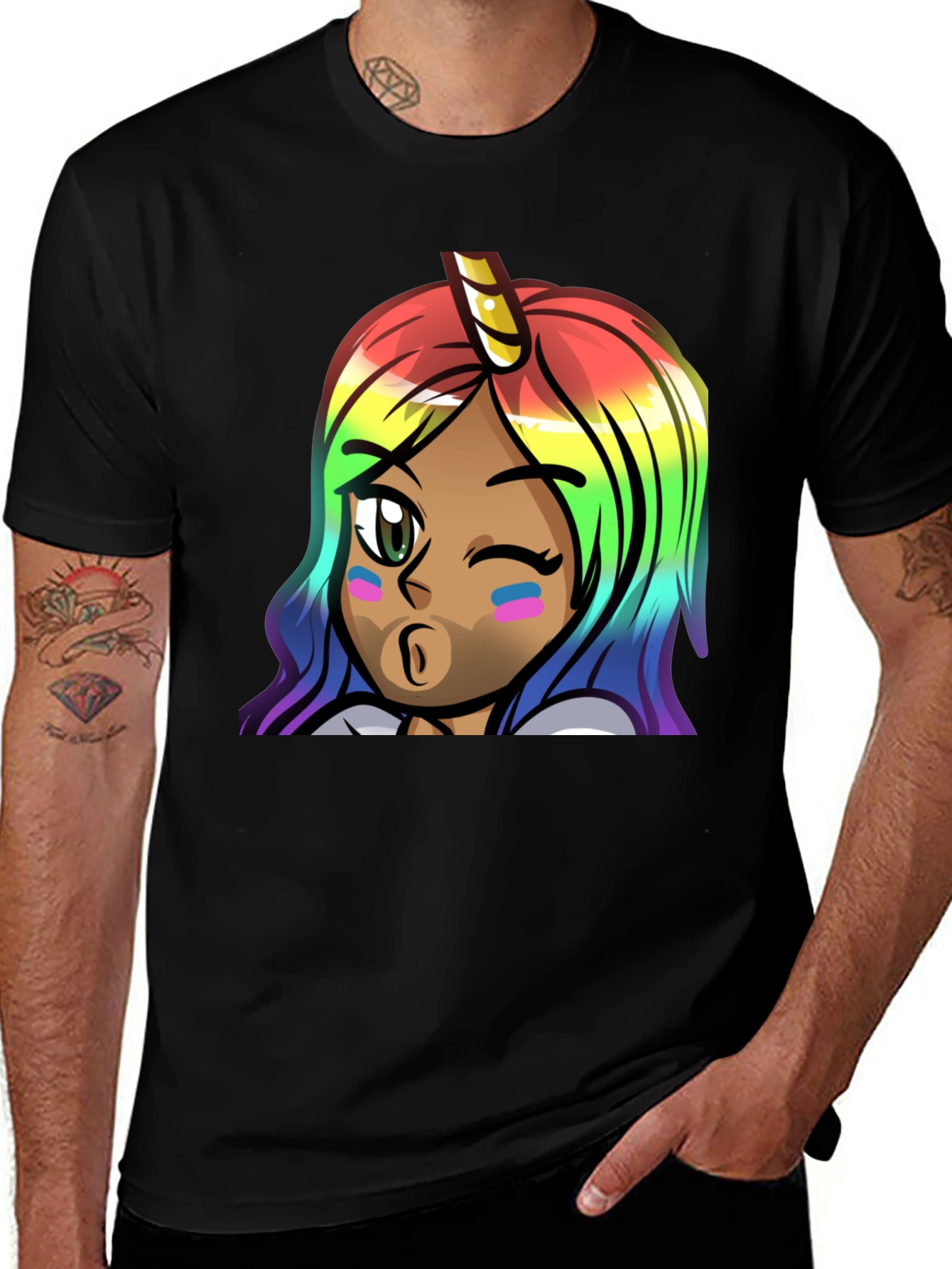 Variant 6 of Rainbow Unicorn Girl Graphic Tee - Unisex