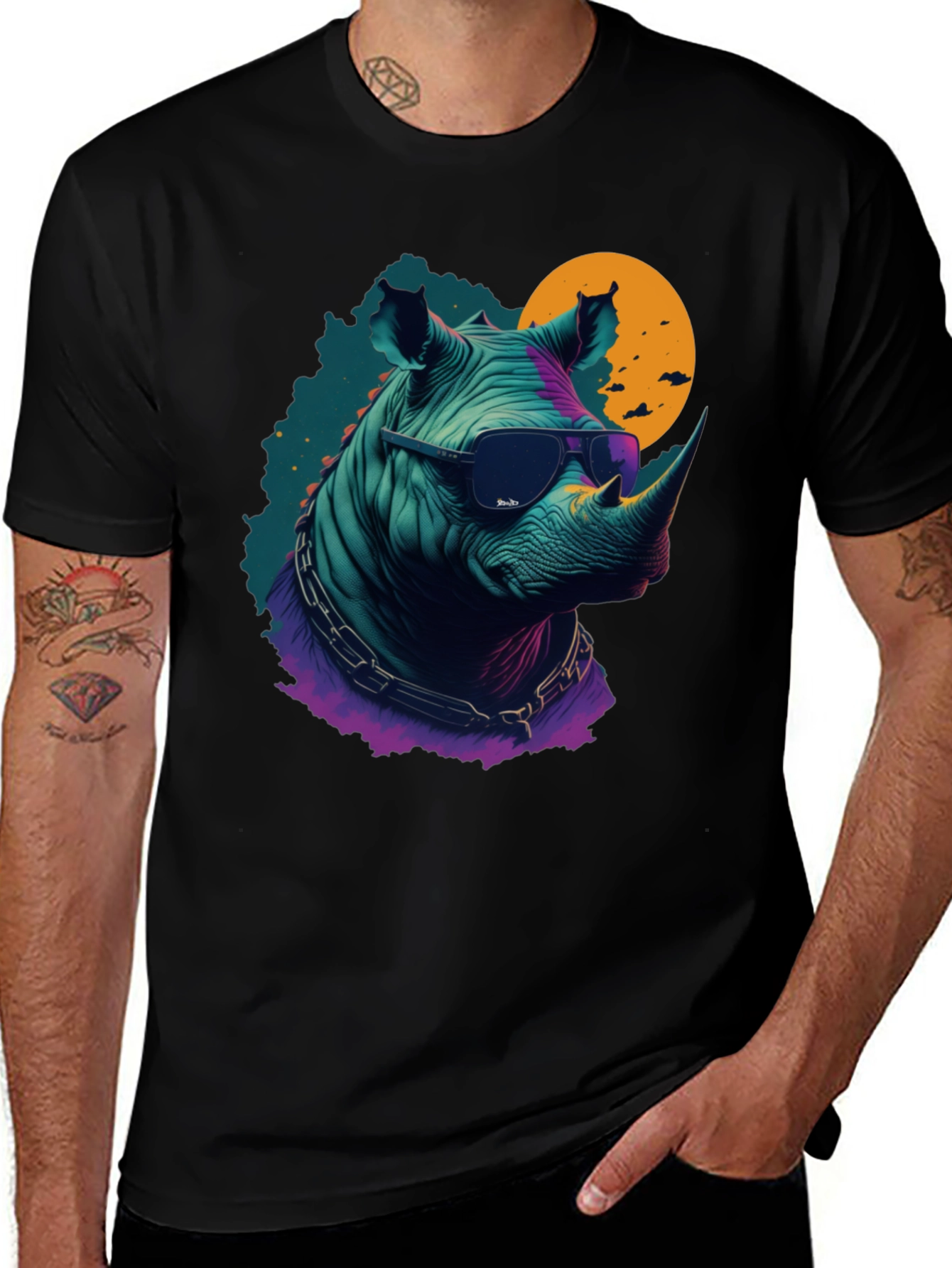 Variant 30 of Cool Rhino Graphic Tee - Black T-Shirt