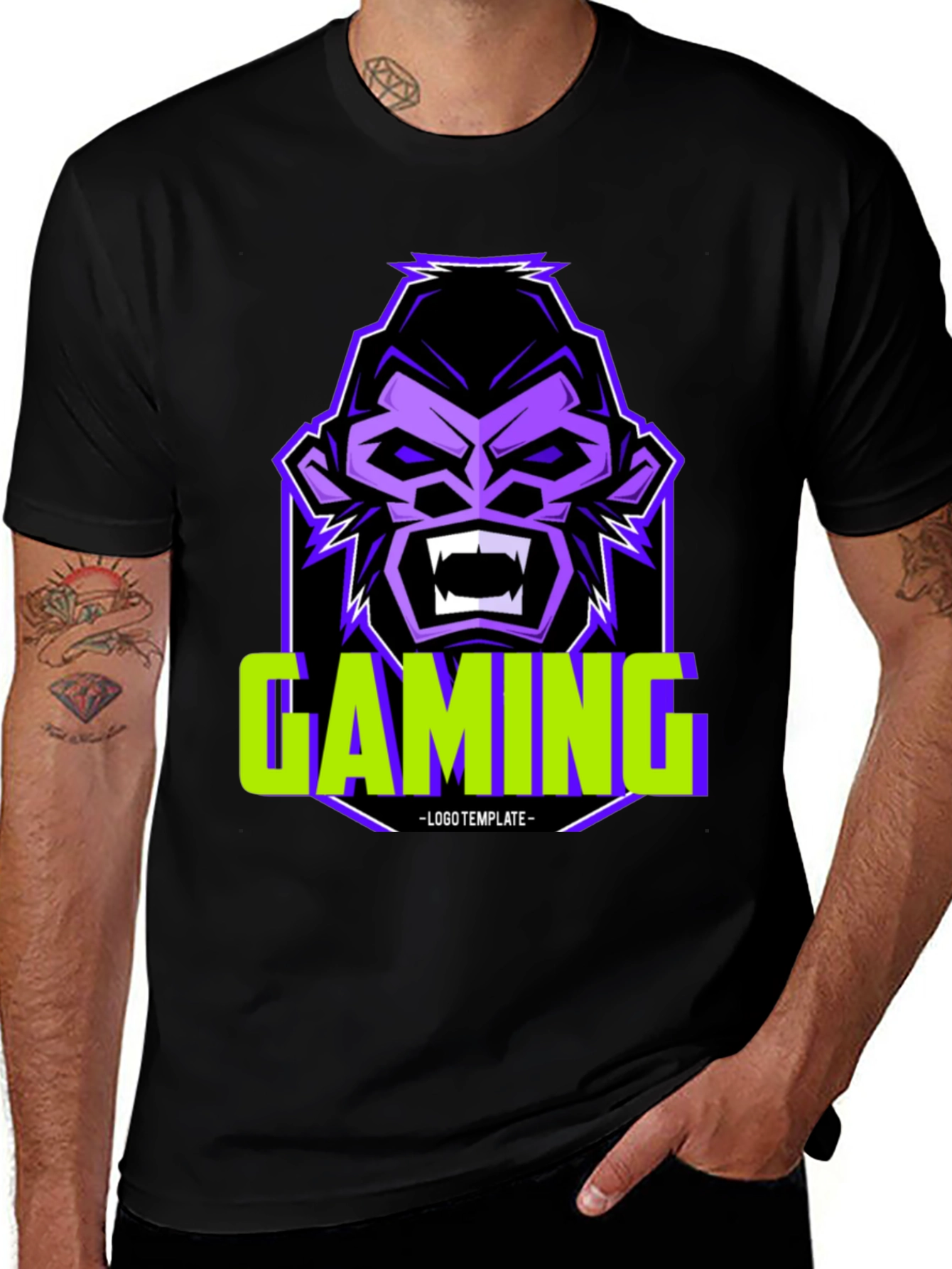Variant 3 of Gaming Gorilla Graphic Tee - Black