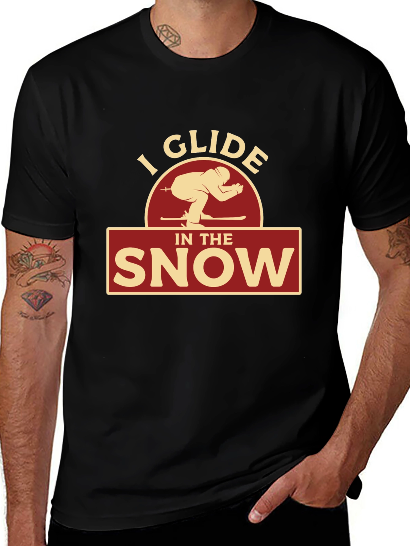 Variant 26 of I Glide In The Snow Skiing Graphic T-Shirt