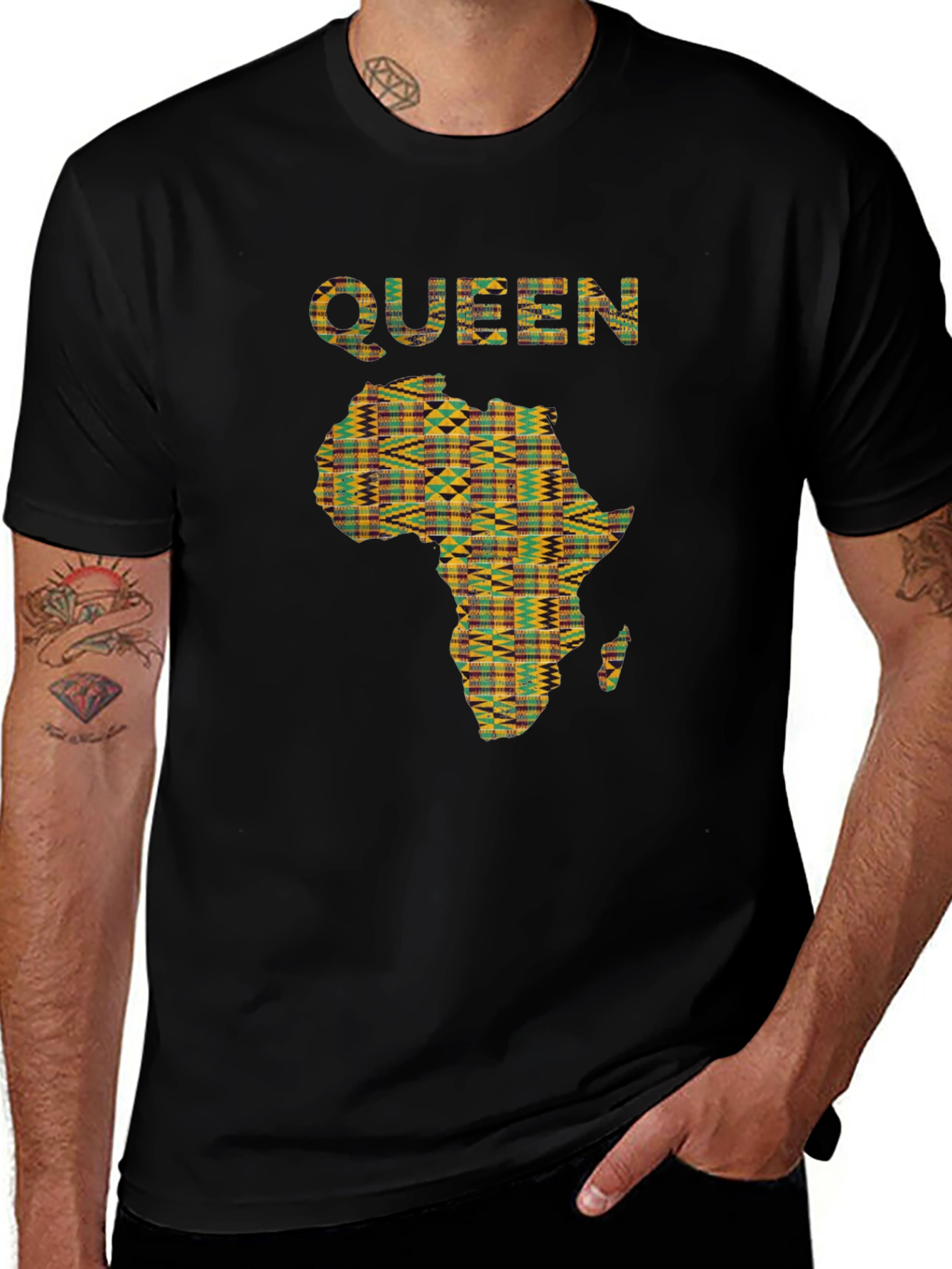 Variant 25 of Queen Africa Map Graphic Print Black T-Shirt