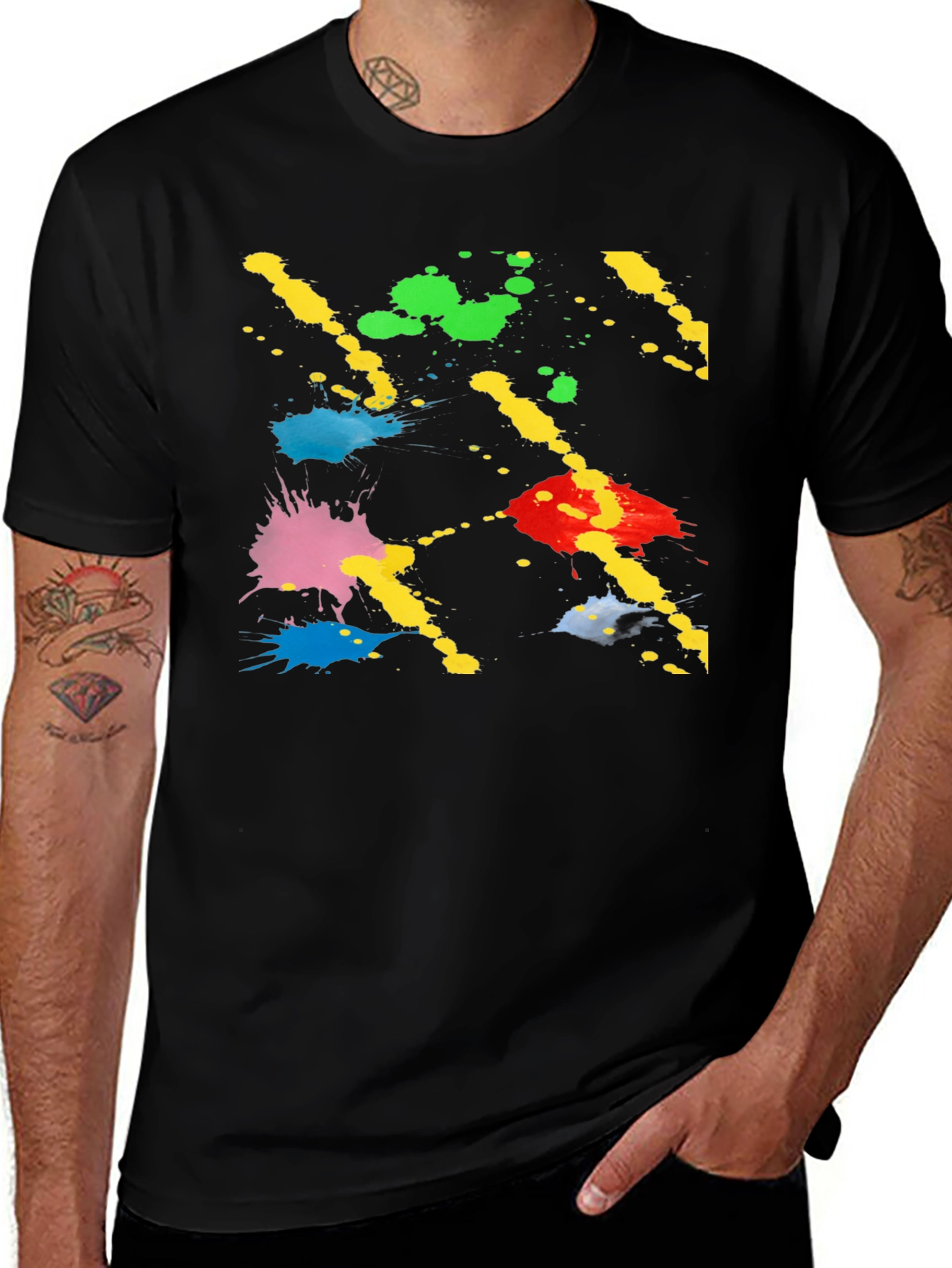 Variant 17 of Abstract Splatter Print Black T-Shirt