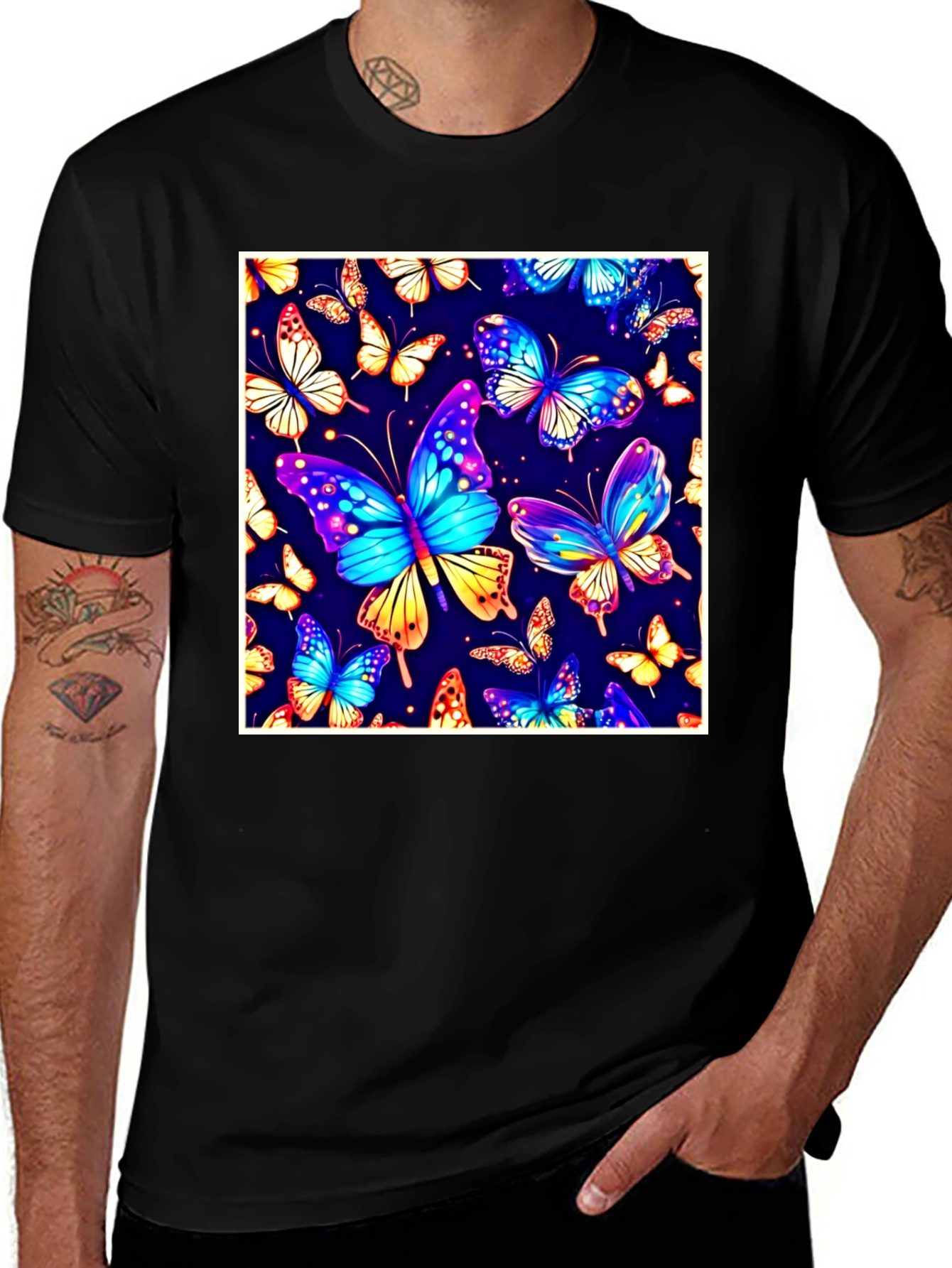 Variant 7 of Butterfly Print T-Shirt - Vibrant Graphic Tee