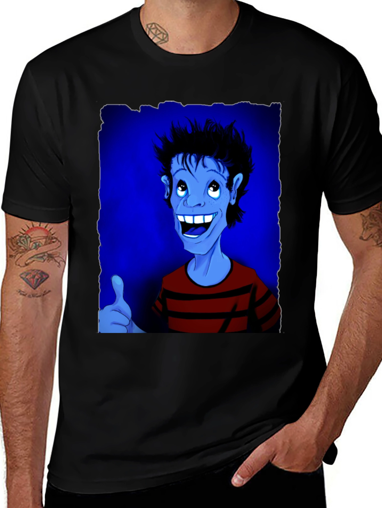 Variant 26 of Cartoon Character Graphic Black T-Shirt