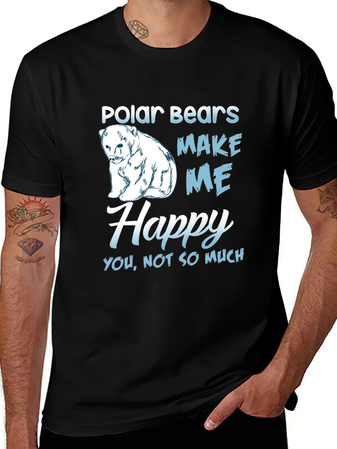 Black Polar Bear Graphic T-Shirt - Makes Me Happy main image
