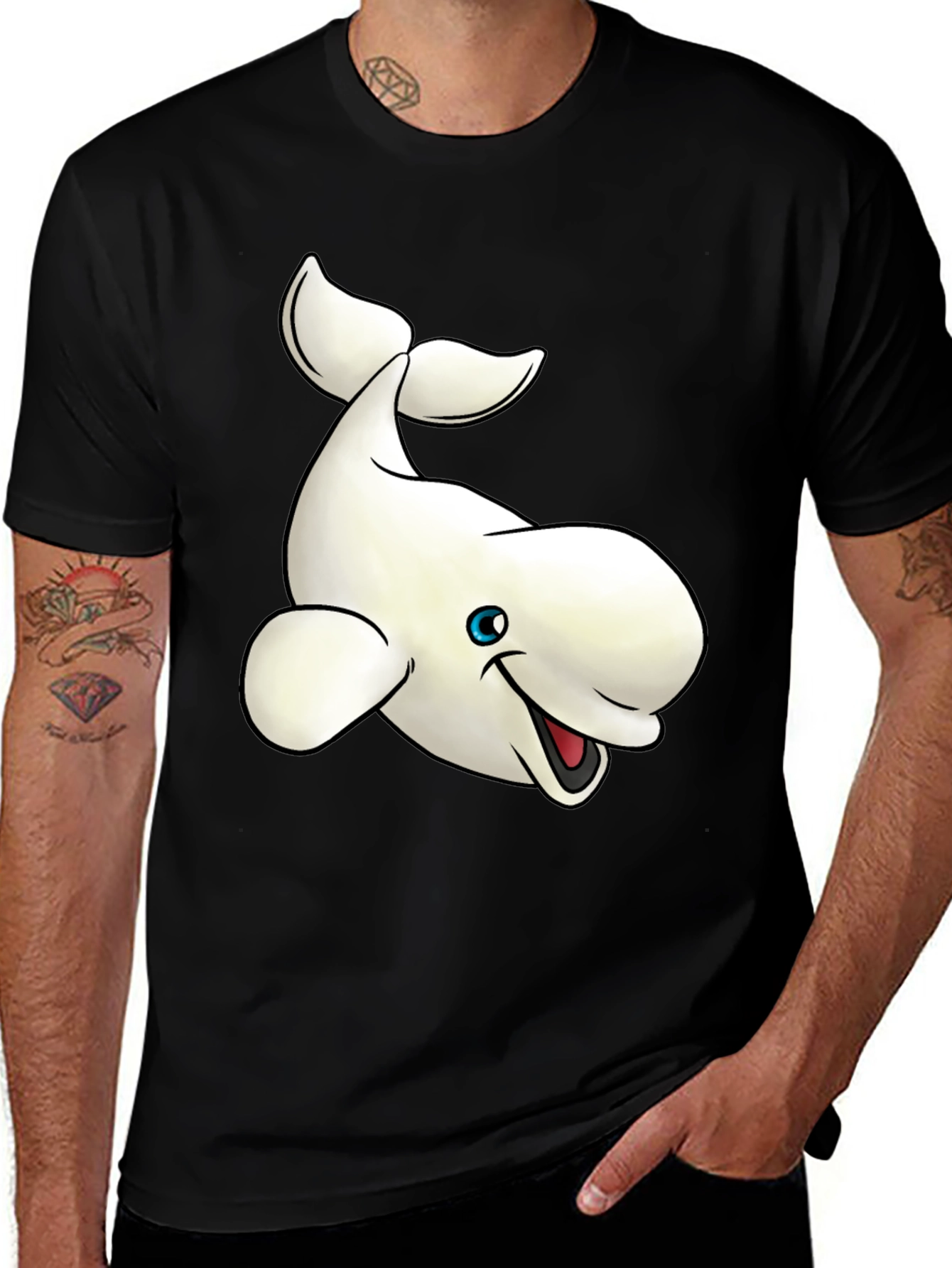 Variant 10 of Beluga Whale Graphic Tee - Black