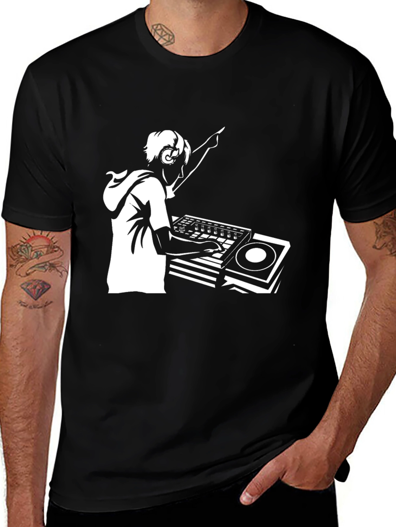 DJ Graphic Tee - Black Cotton Music Lover T-Shirt