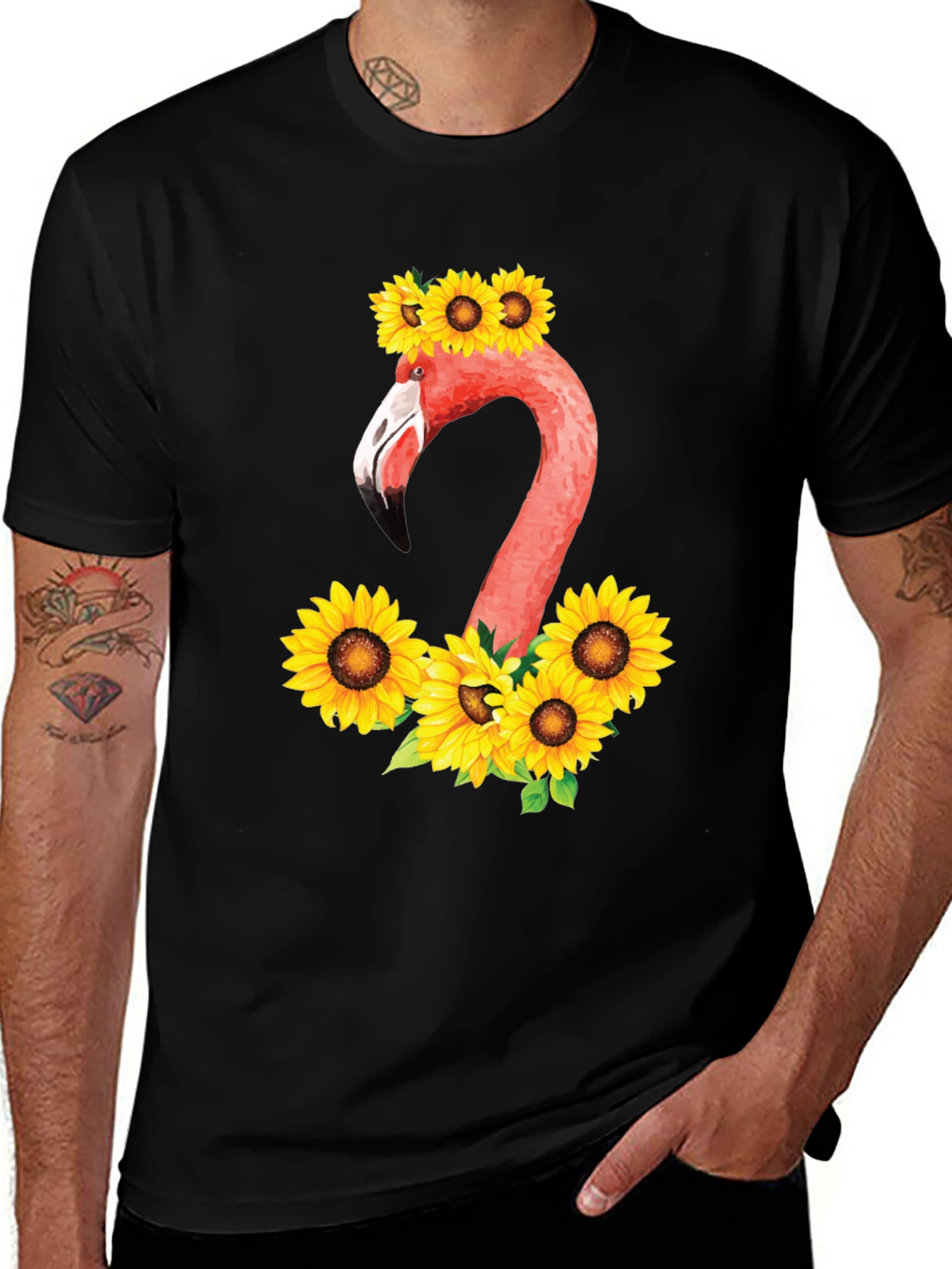 Variant 9 of Flamingo & Sunflower Graphic T-Shirt