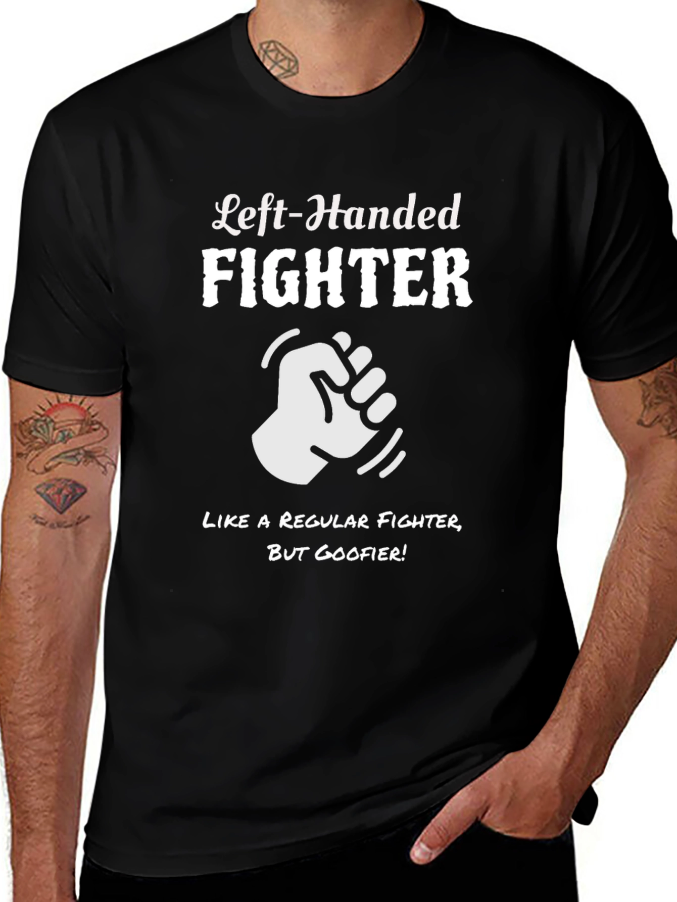Variant 3 of Left-Handed Fighter Graphic T-Shirt - Funny Novelty Tee