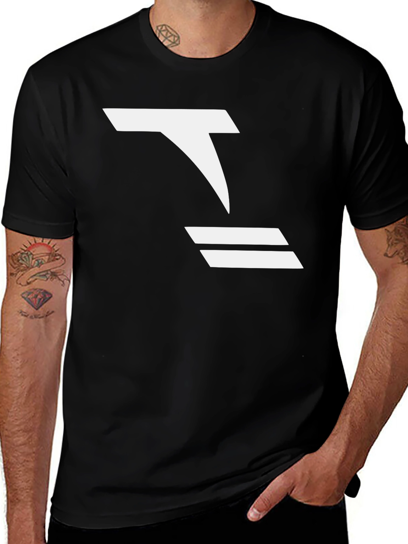 Variant 12 of Modern Black T-Shirt with Abstract White Graphic