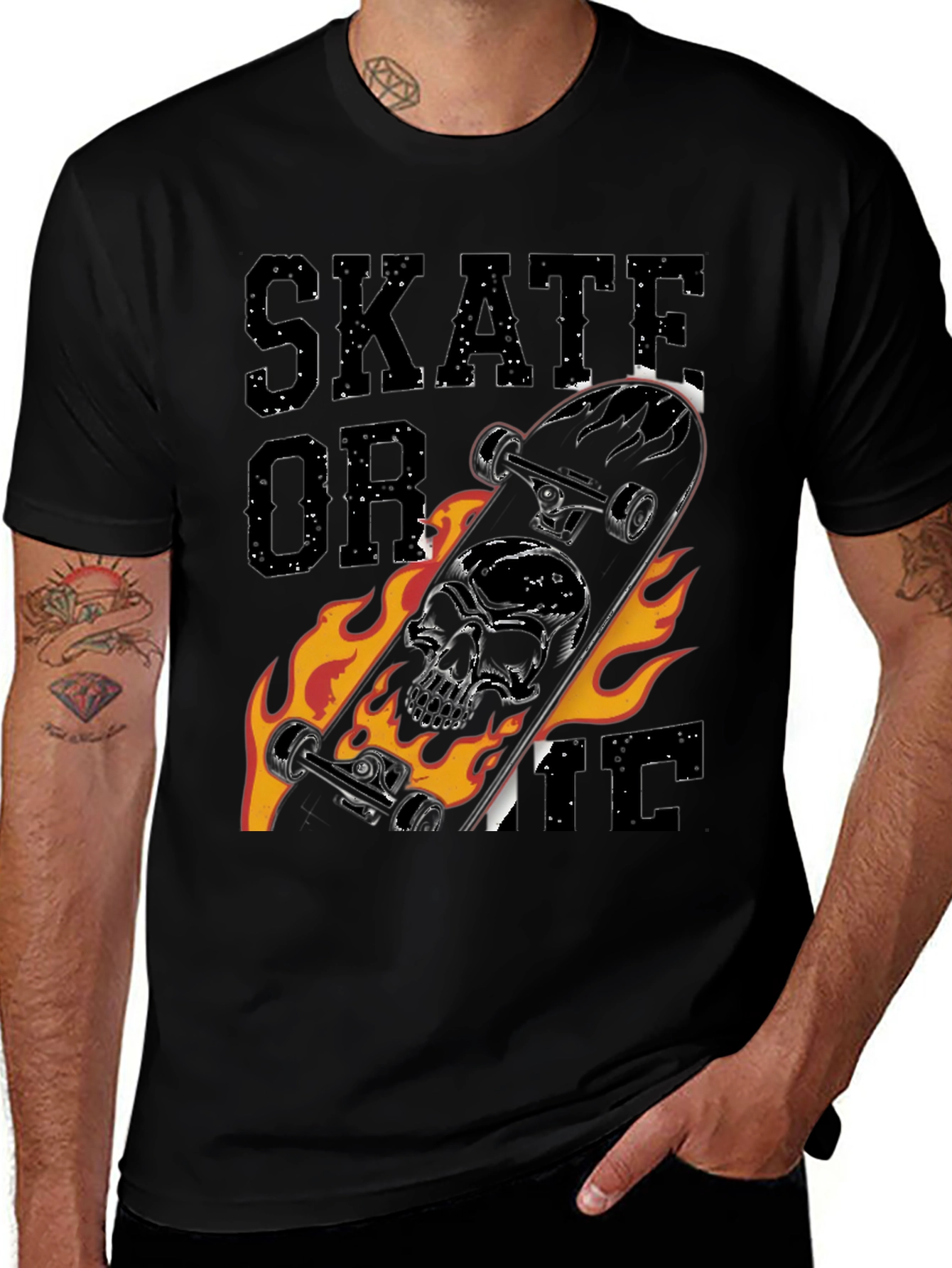 Variant 3 of Skate or Die Skull Skateboard T-Shirt