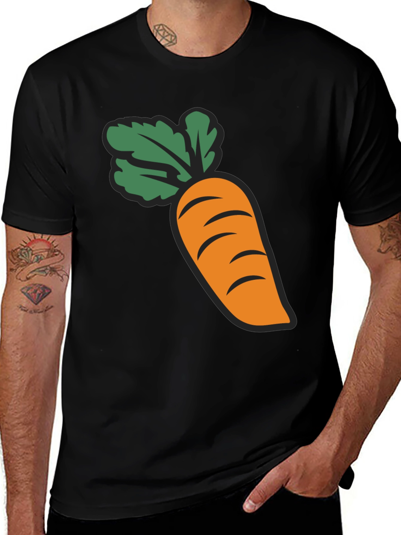 Variant 20 of Carrot Graphic Black T-Shirt, Crew Neck, Short Sleeve