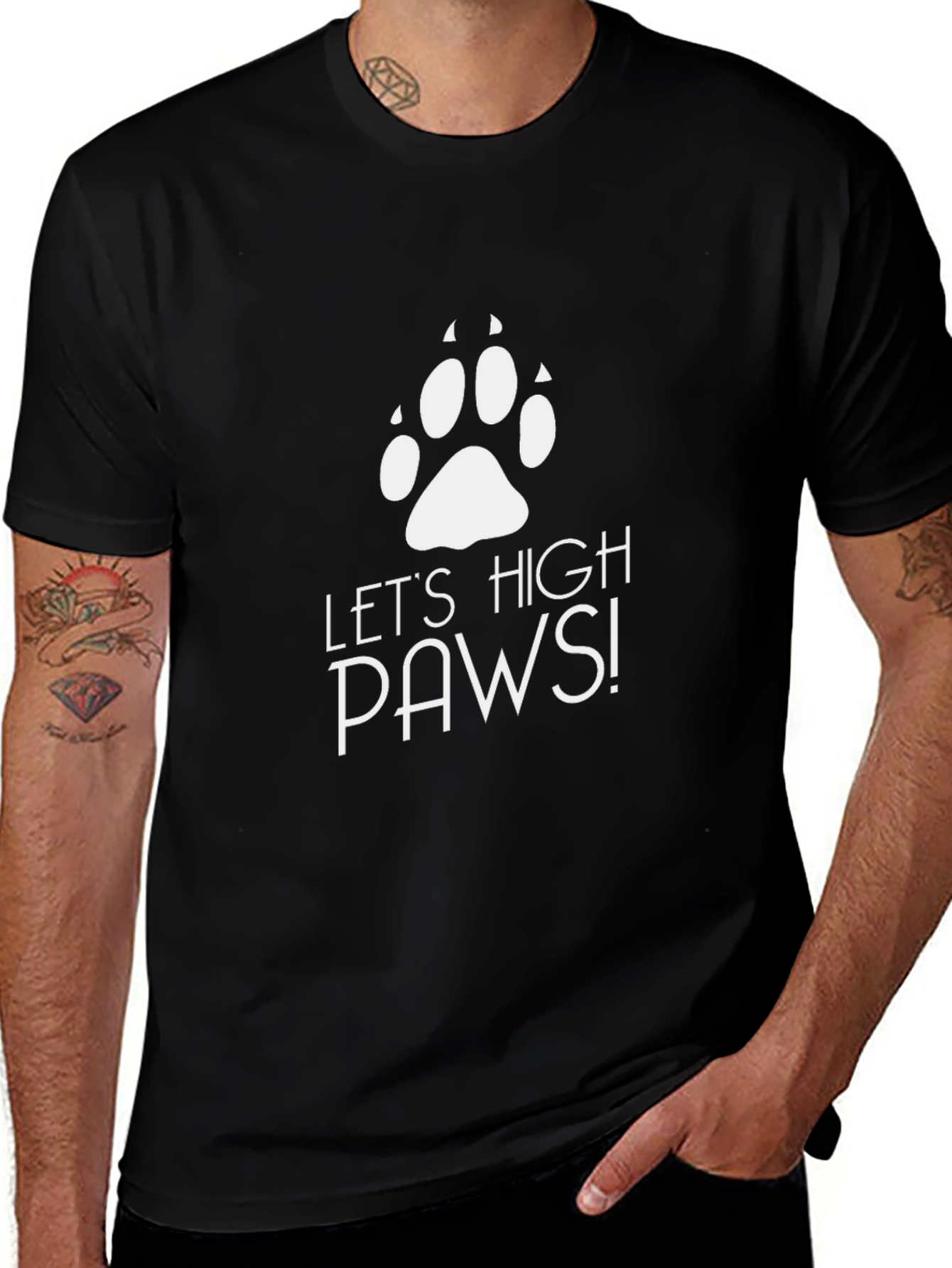 Let's High Paws Black T-Shirt