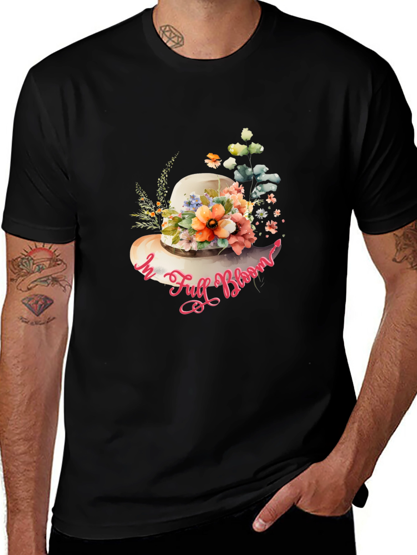 Floral Hat Graphic Tee - In Full Bloom T-Shirt