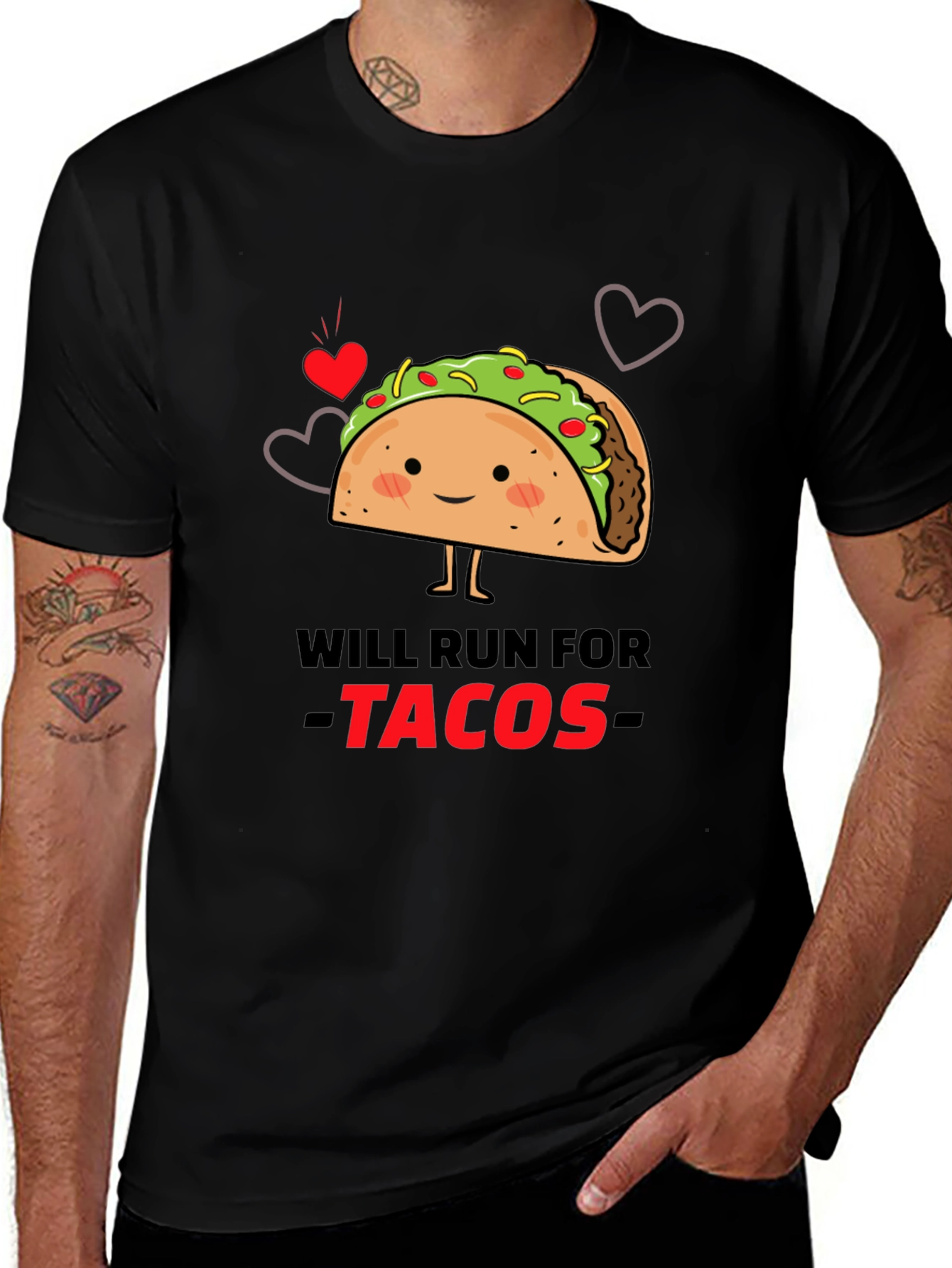 Variant 3 of Will Run For Tacos Graphic Tee