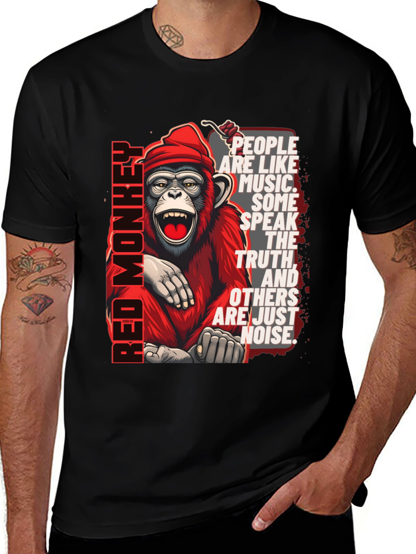 Variant 23 of Red Monkey Graphic T-Shirt - Speak the Truth