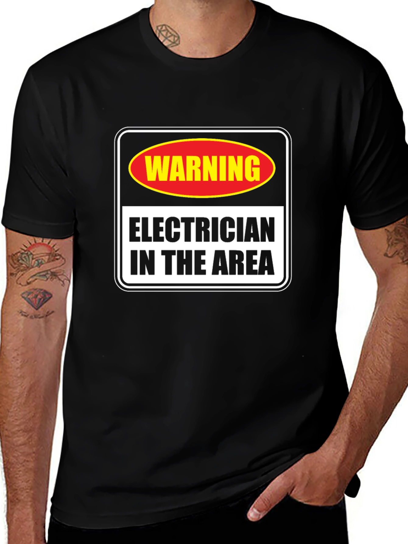 Variant 3 of Warning Electrician in Area T-Shirt