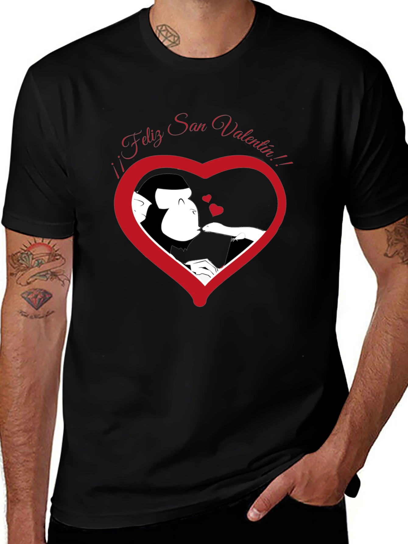 Variant 5 of Feliz San Valentin Monkey Heart Graphic T-Shirt