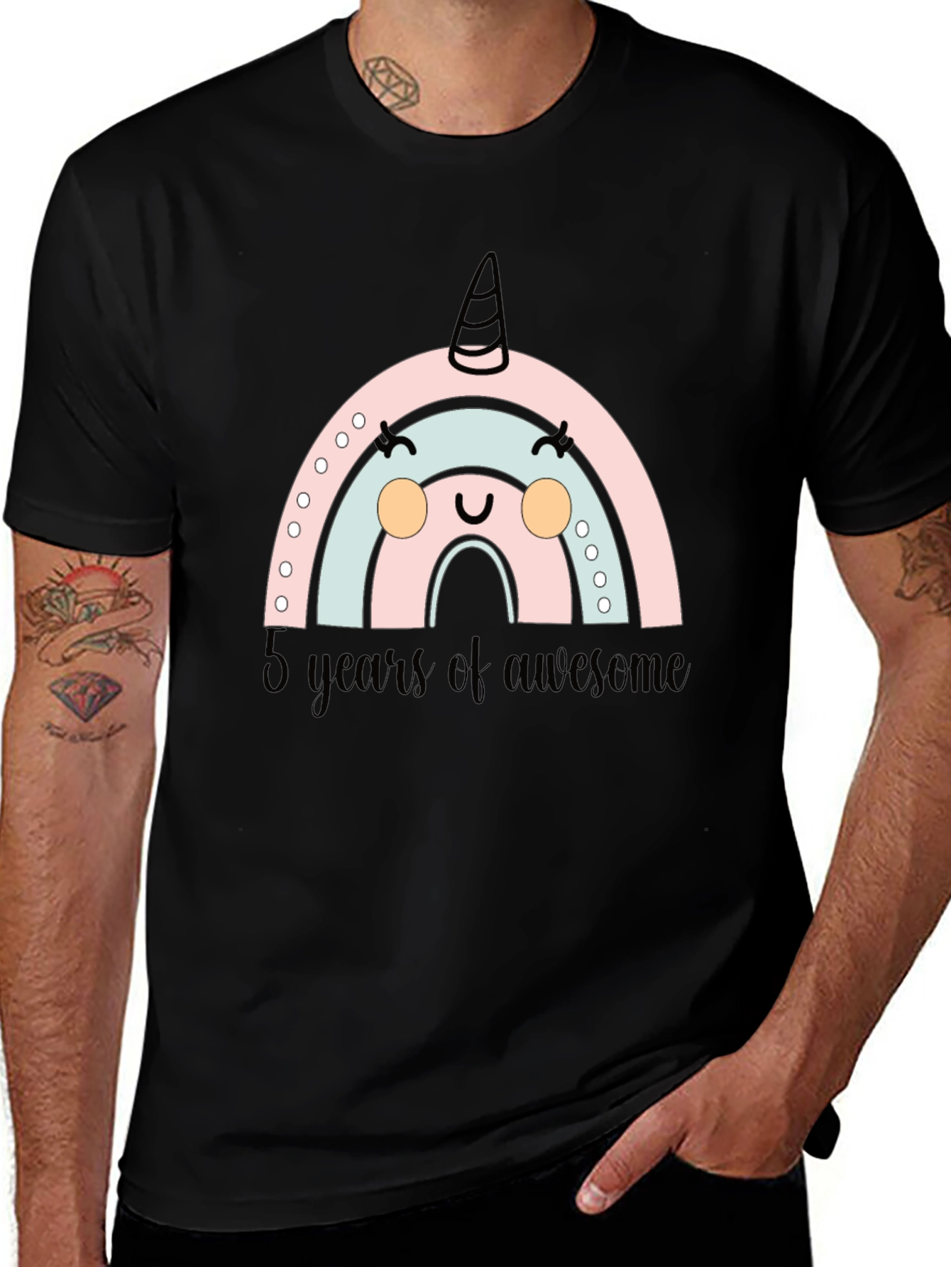 Cute Rainbow Unicorn 5th Birthday T-Shirt