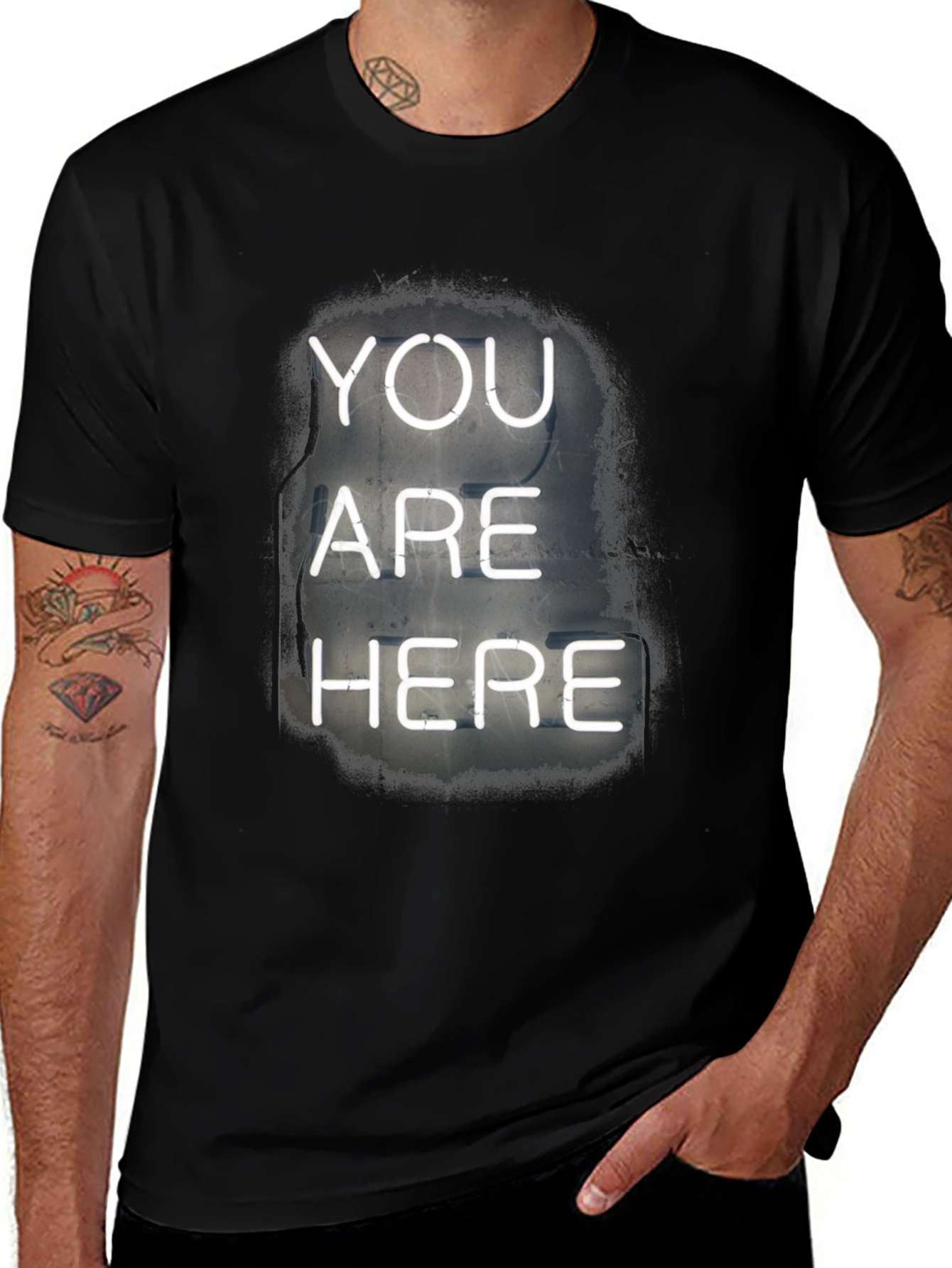 Variant 21 of You Are Here Graphic Tee - Black Cotton T-Shirt