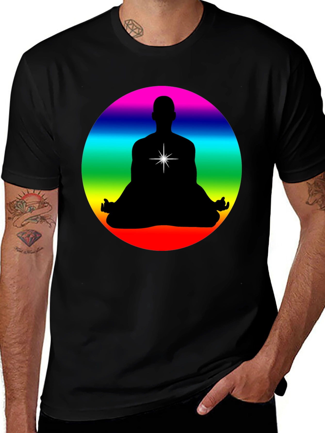 Variant 25 of Rainbow Chakra Meditation Black T-Shirt