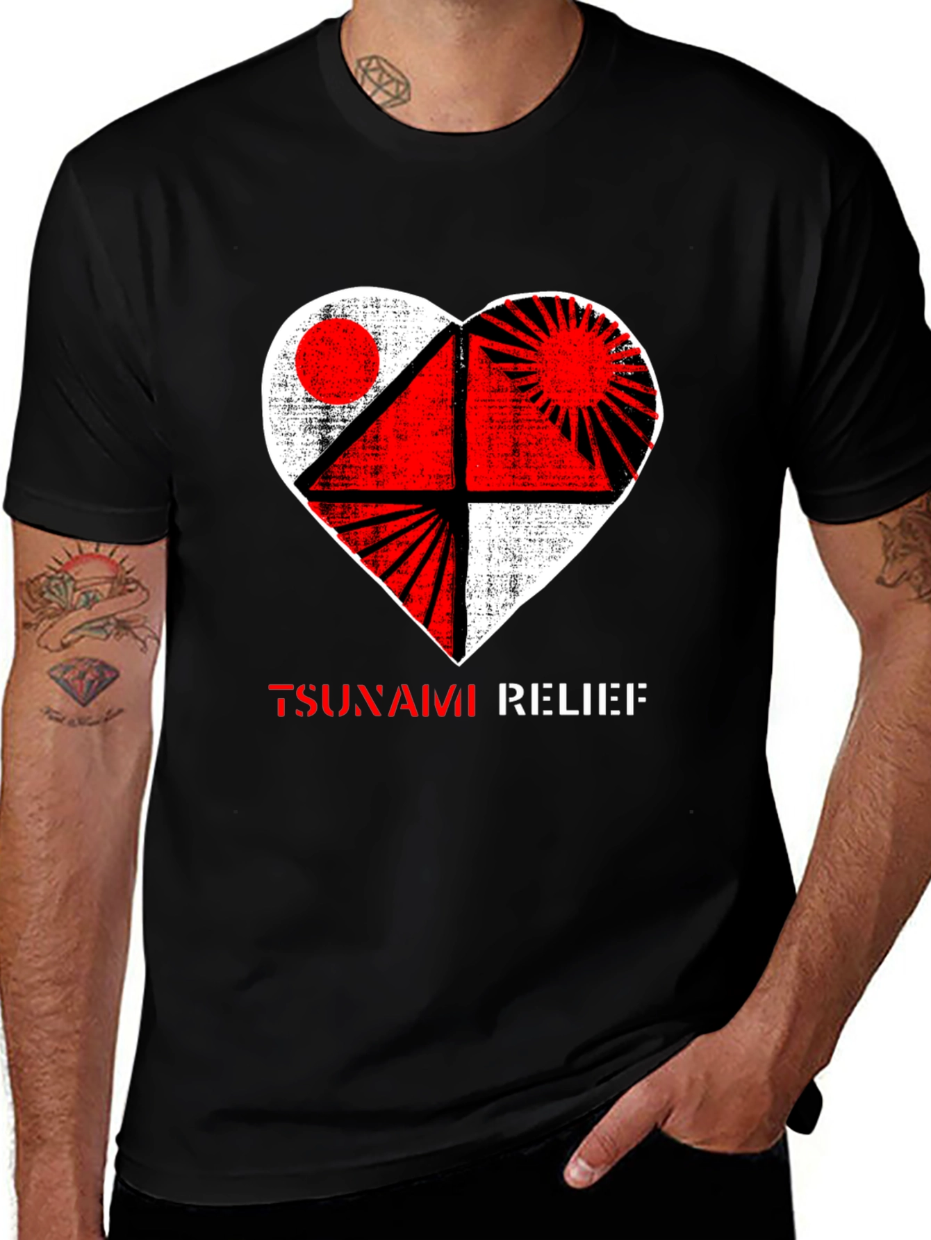 Tsunami Relief Heart Graphic Tee - Black