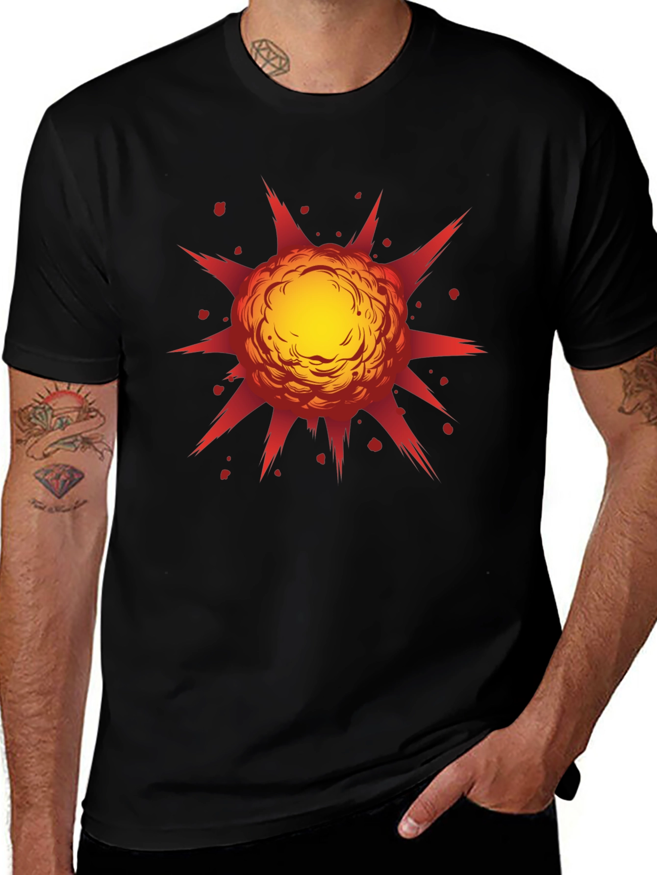 Variant 2 of Explosive Graphic Print Black T-Shirt