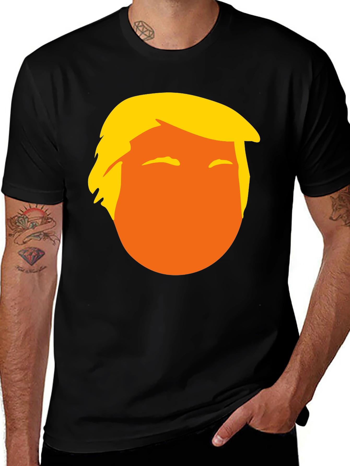Variant 13 of Donald Trump Silhouette Graphic Tee - Black Cotton Blend