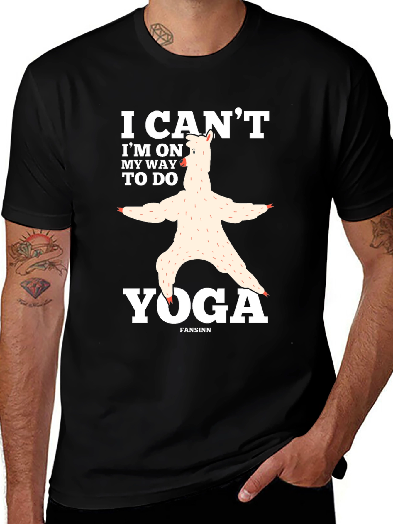 Variant 3 of Funny Llama Yoga T-Shirt - I Can't, I'm on My Way to Do Yoga
