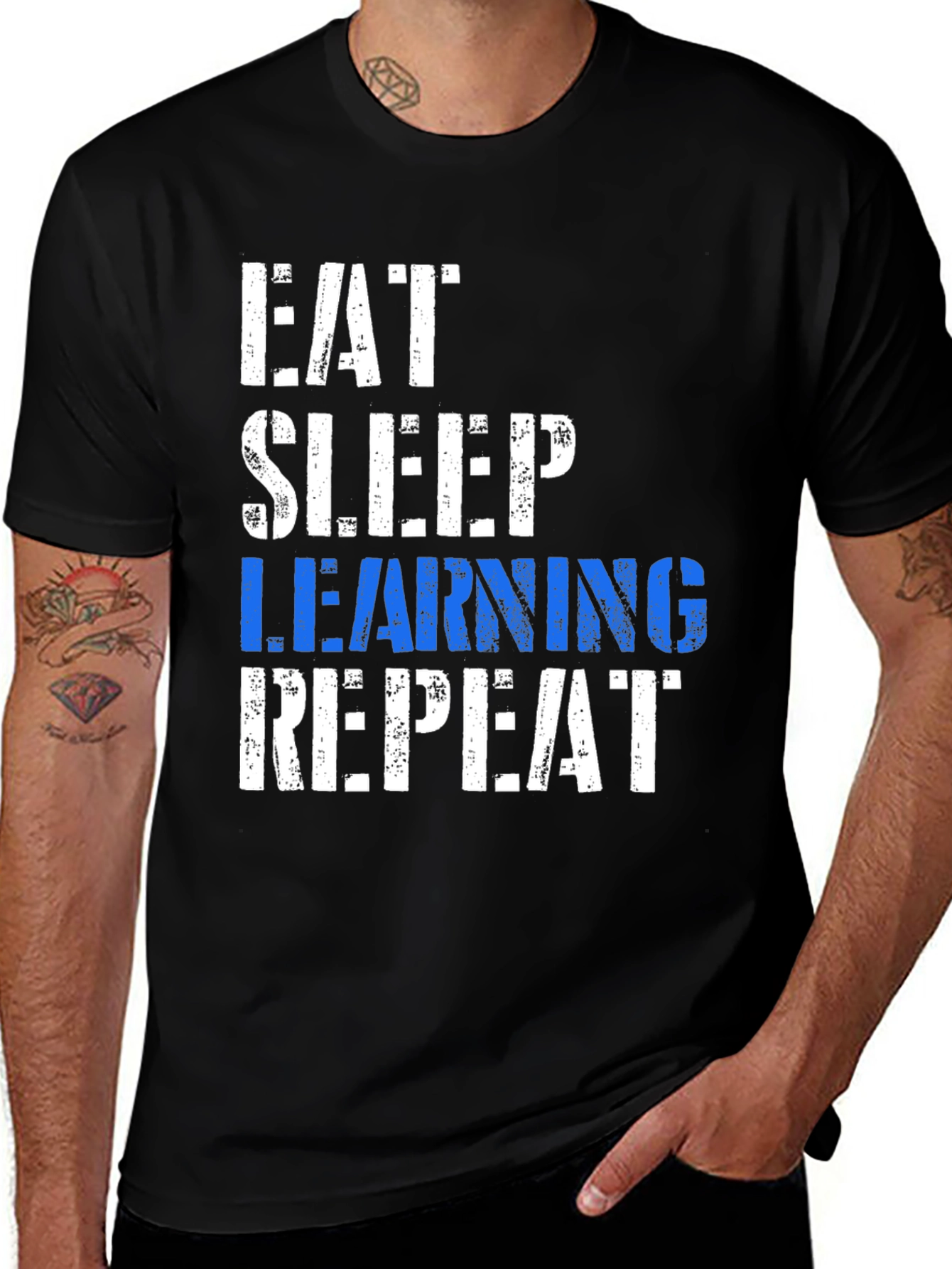 Eat Sleep Learning Repeat Black T-Shirt