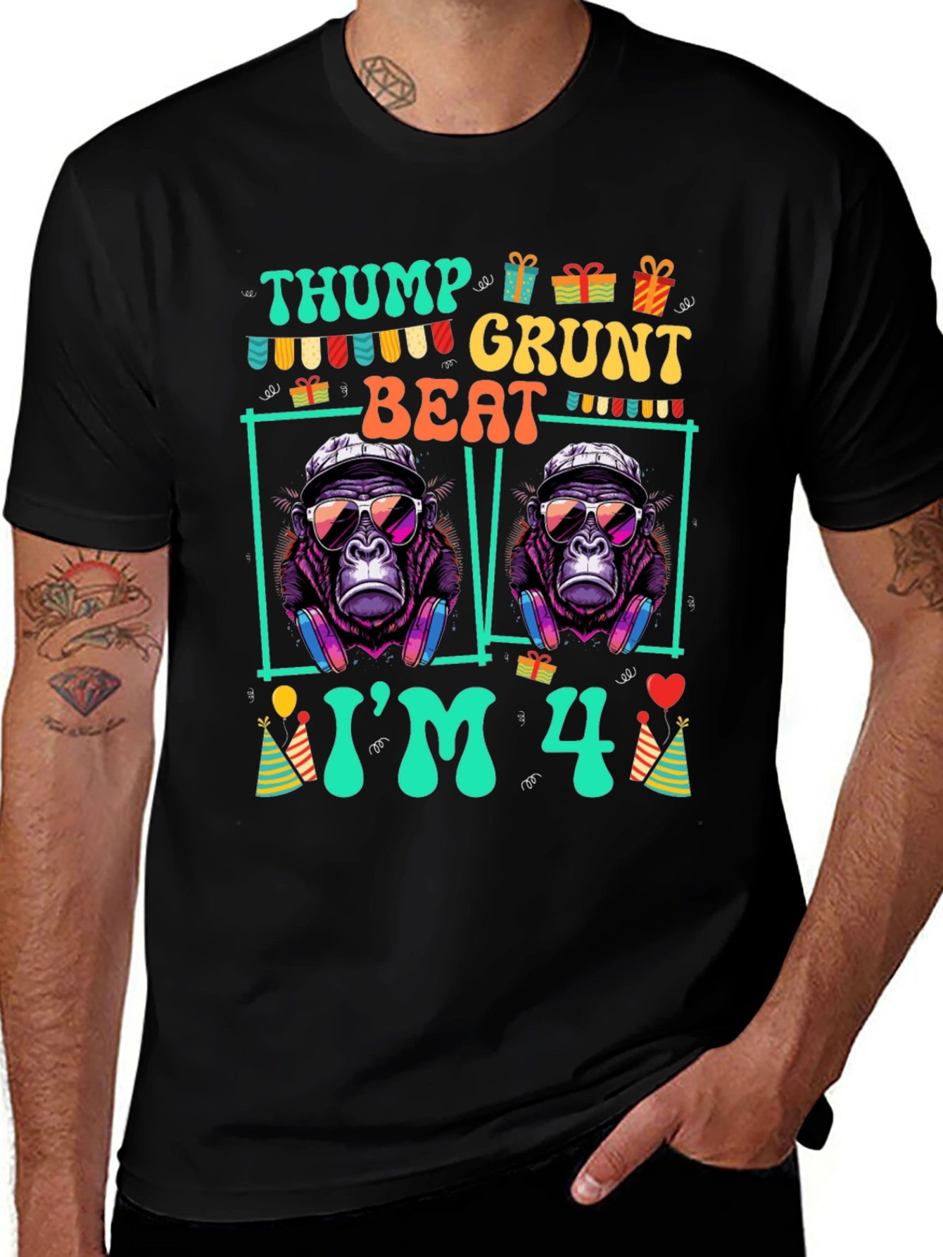 Thump Grunt Beat Birthday Gorilla T-Shirt
