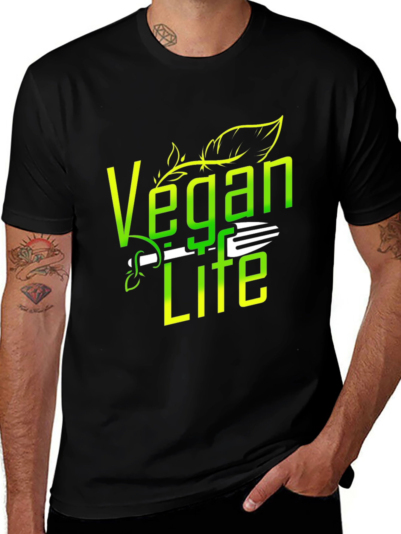 Variant 28 of Vegan Life Black T-Shirt Plant Based Lifestyle Tee