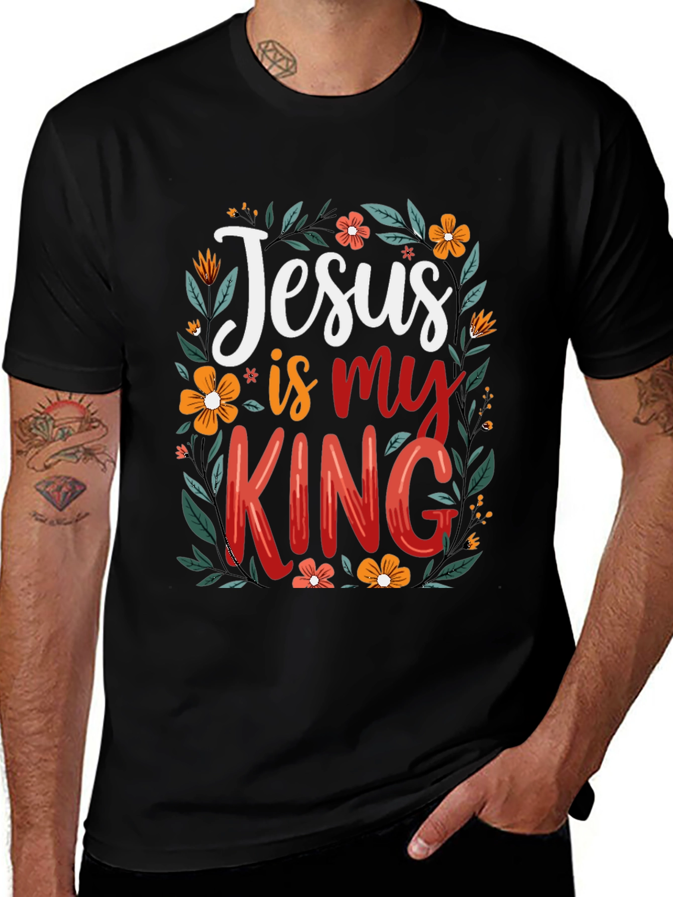 Jesus is my King Floral T-Shirt
