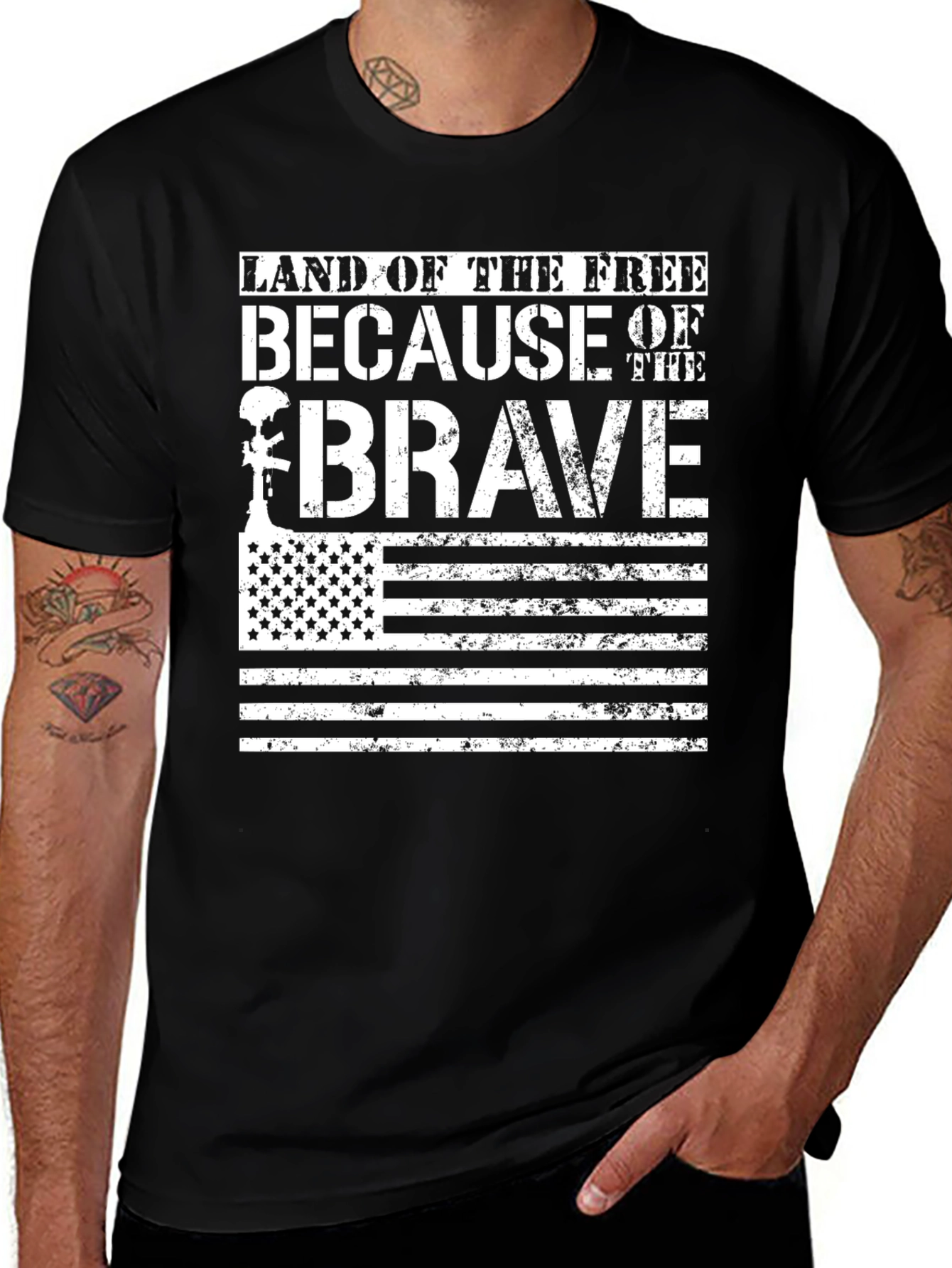 Land of the Free Brave T-Shirt USA Flag
