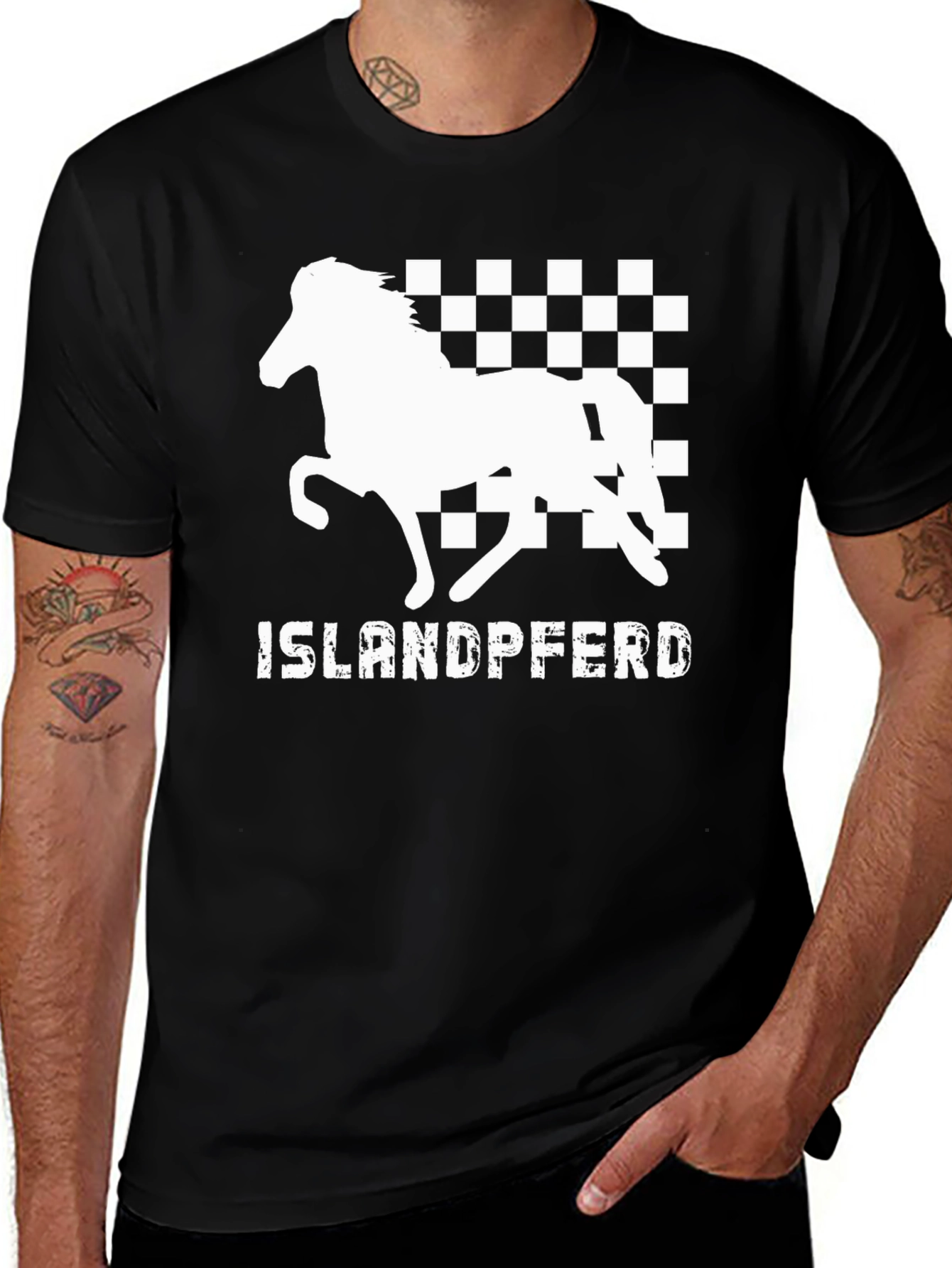 Icelandic Horse Checkered T-Shirt