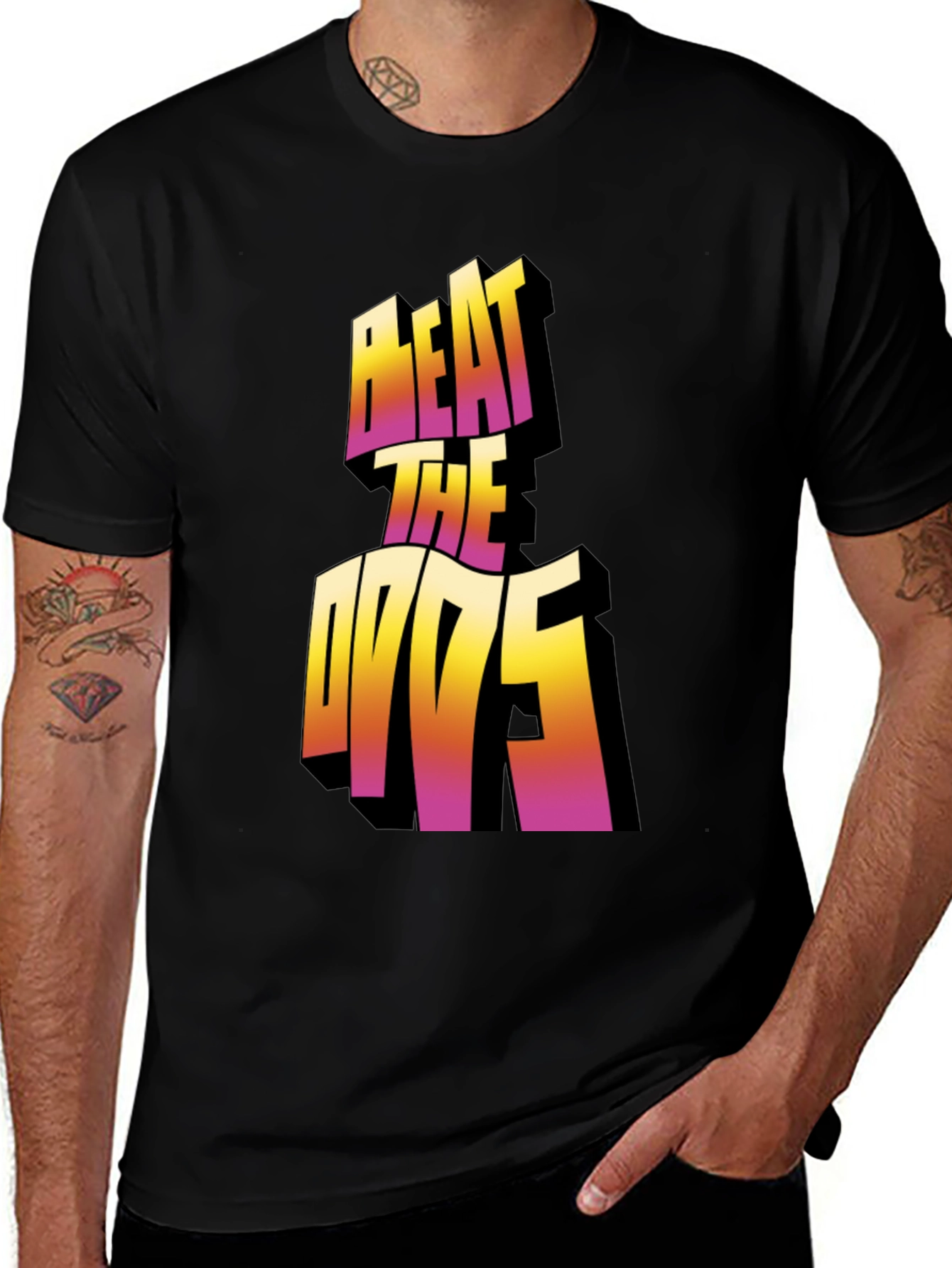 Variant 26 of Beat The Odds Graphic Tee - Black Cotton Blend