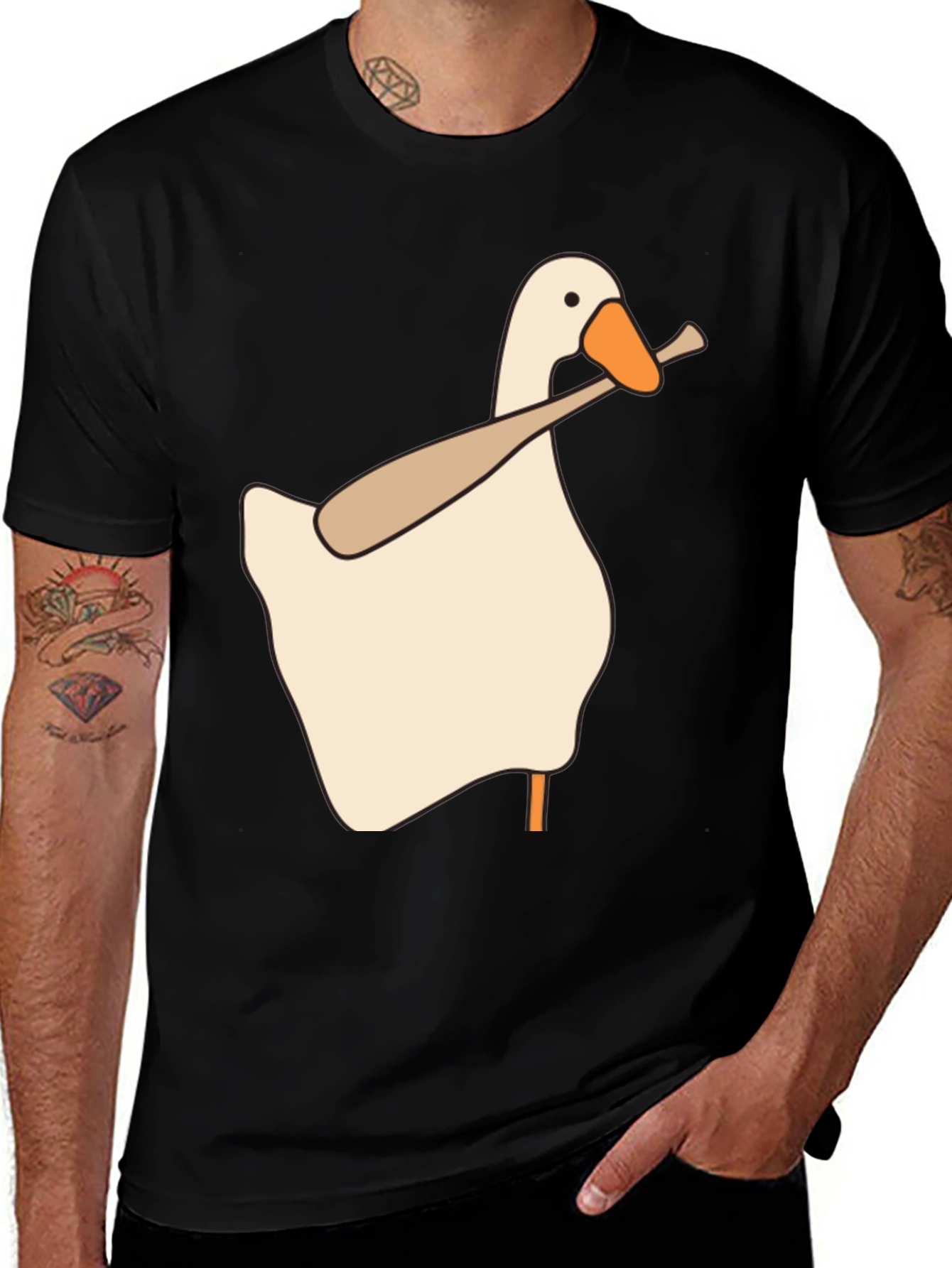 Variant 11 of Goose with Baseball Bat Black T-Shirt