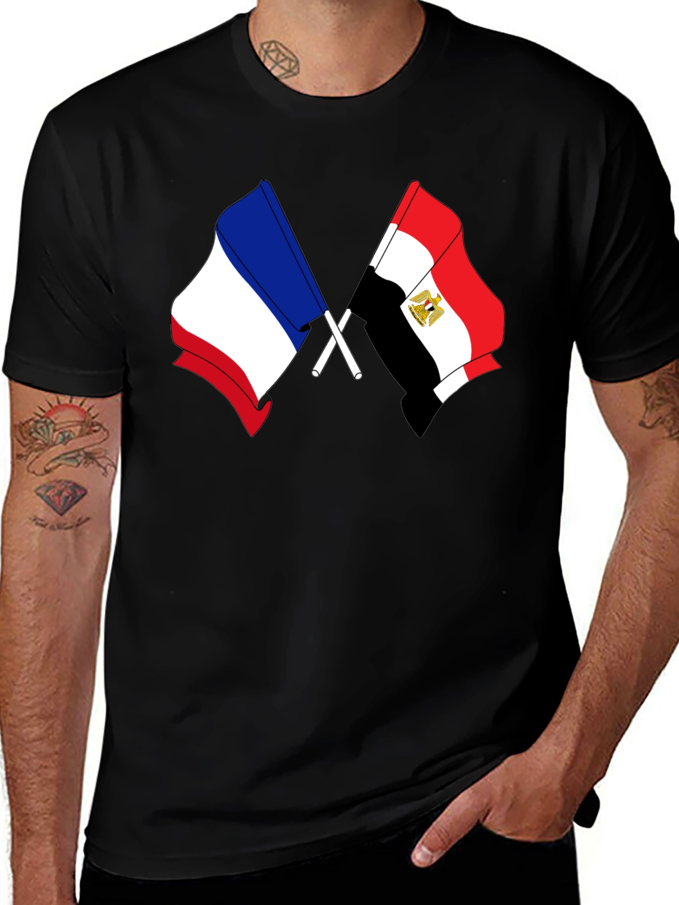 Variant 16 of France Egypt Flags Tee