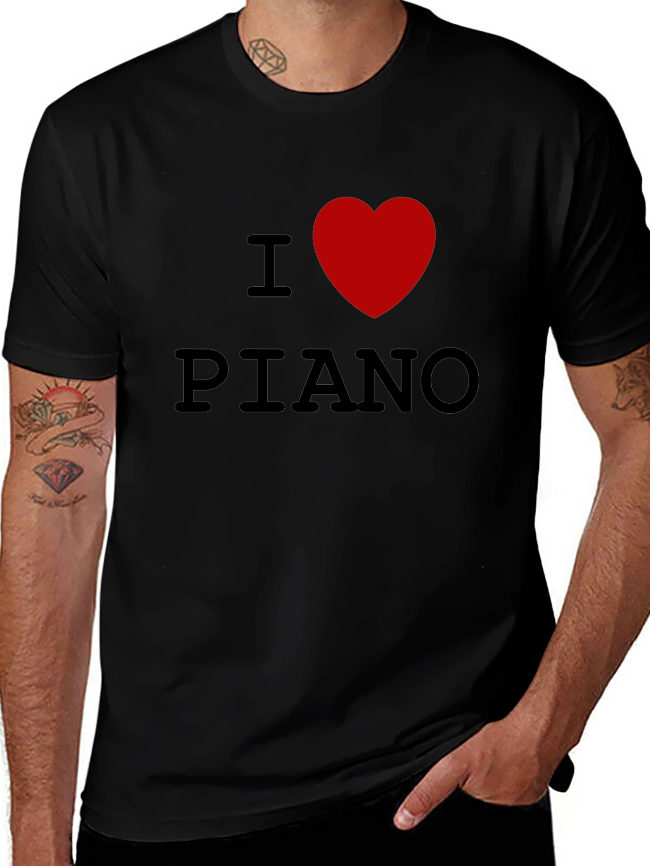 Variant 8 of I Heart Piano Black Tee - Music Lover's Gift