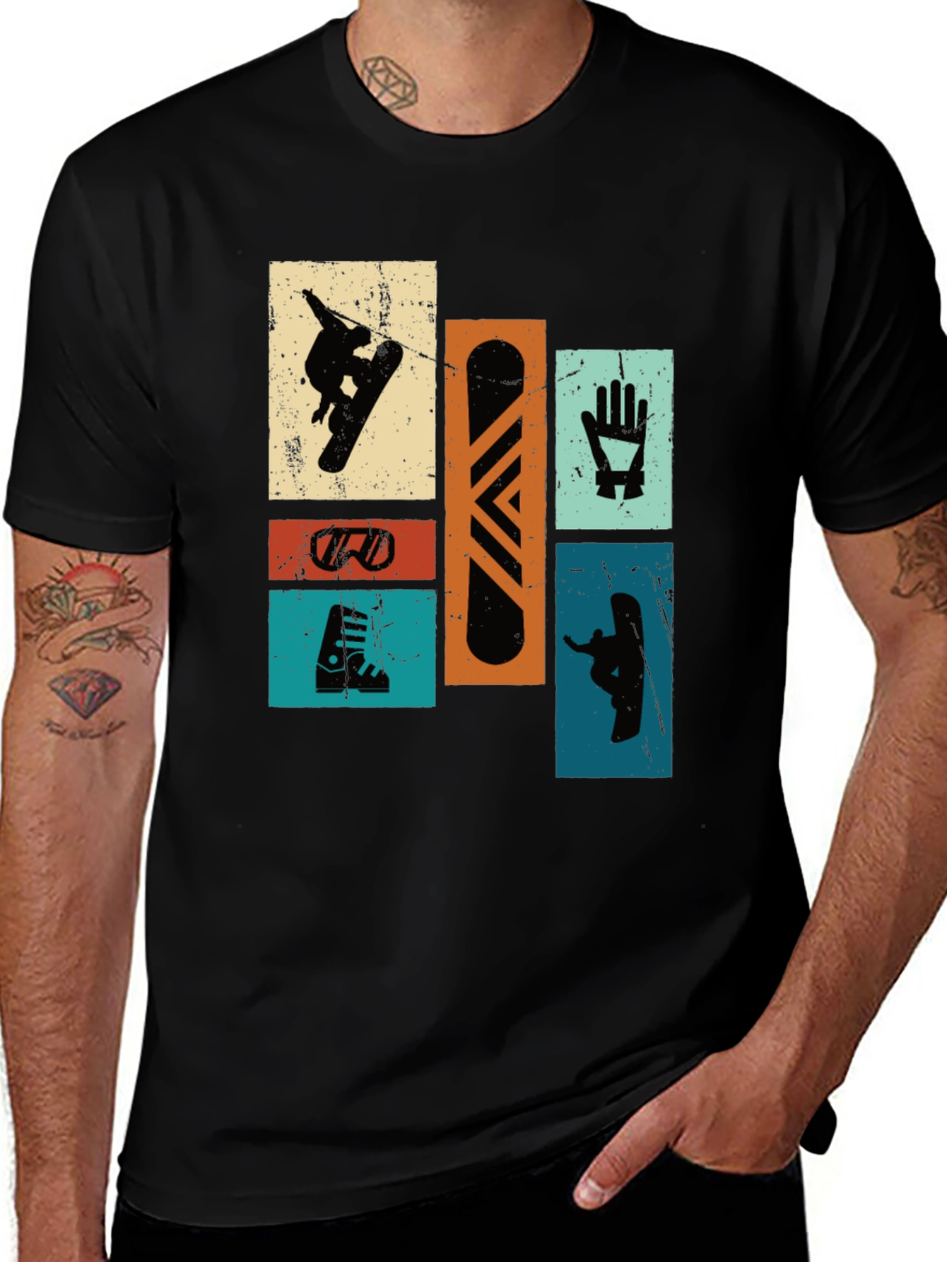 Variant 6 of Retro Snowboarder T-Shirt - Black Graphic Tee